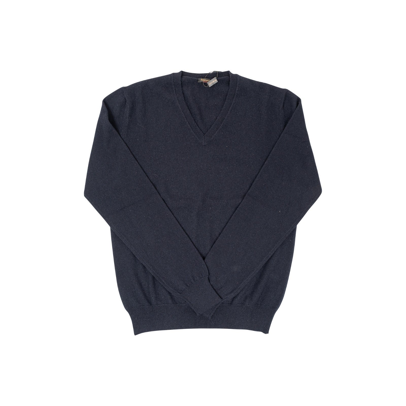 750$ RUBINACCI NAPOLI Blue Navy Sweater V-Neck 100% Cashmere 38 US / 48 EU