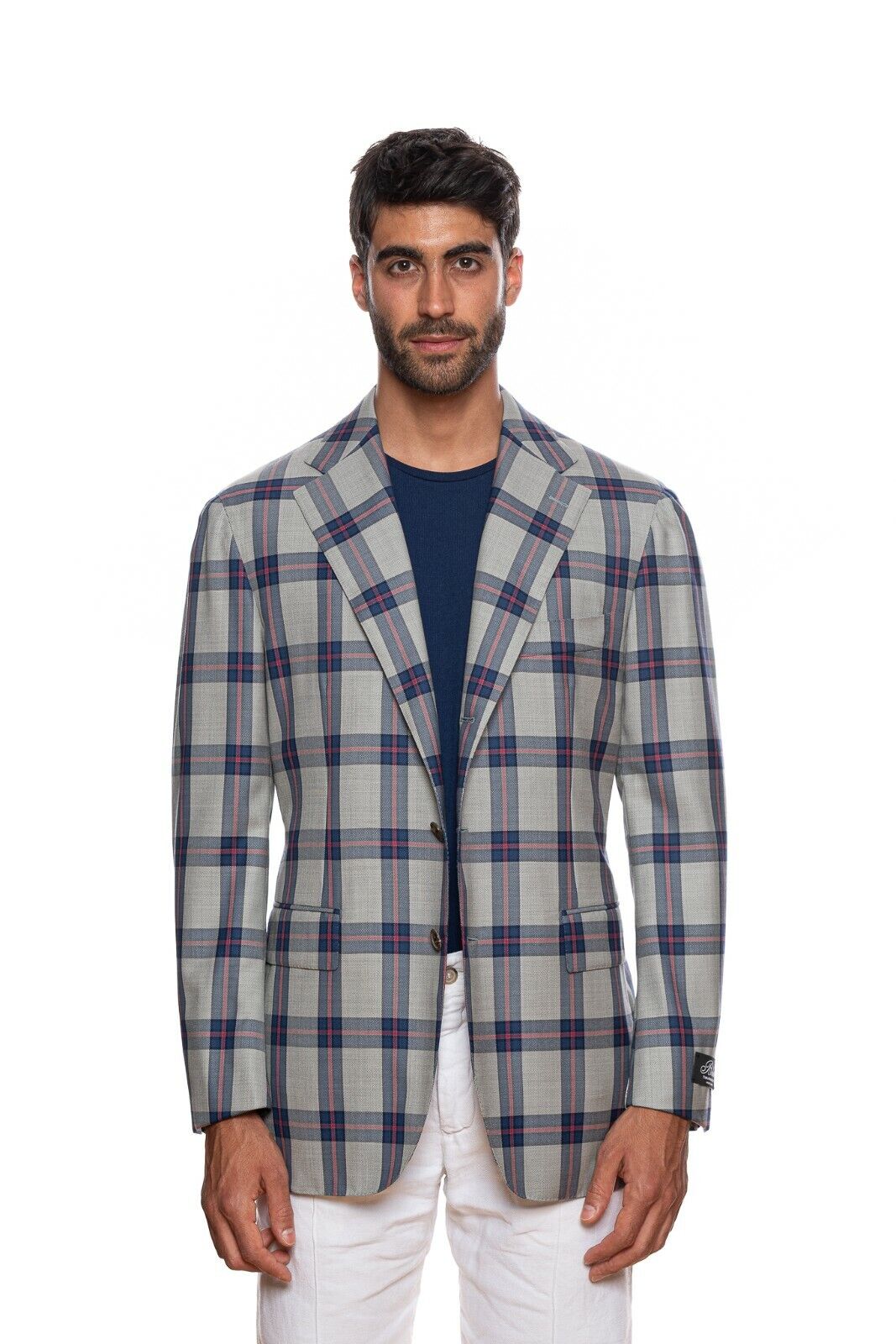 BELVEST Gray Blue Wool Windowpane Super 120's Jacket Blazer 44 US / 54 EU 7R