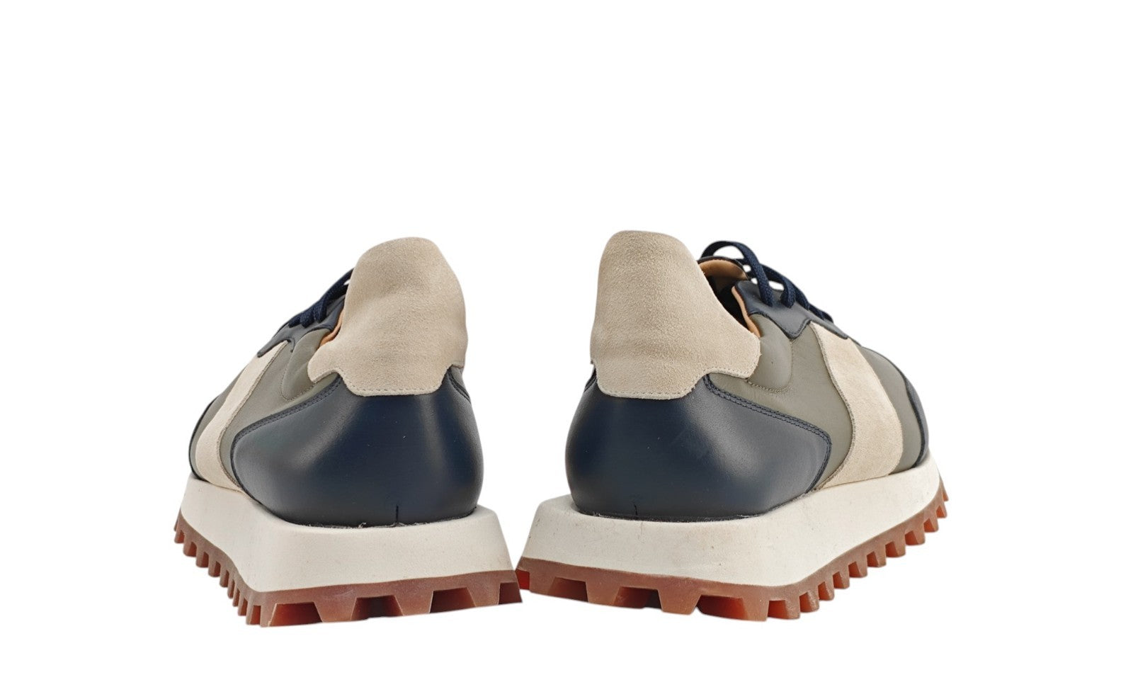 850$ TESTONI Sneaker Shoes Calf Navy / Fir Tree / Ivory 8 UK / 9 US / 42 IT