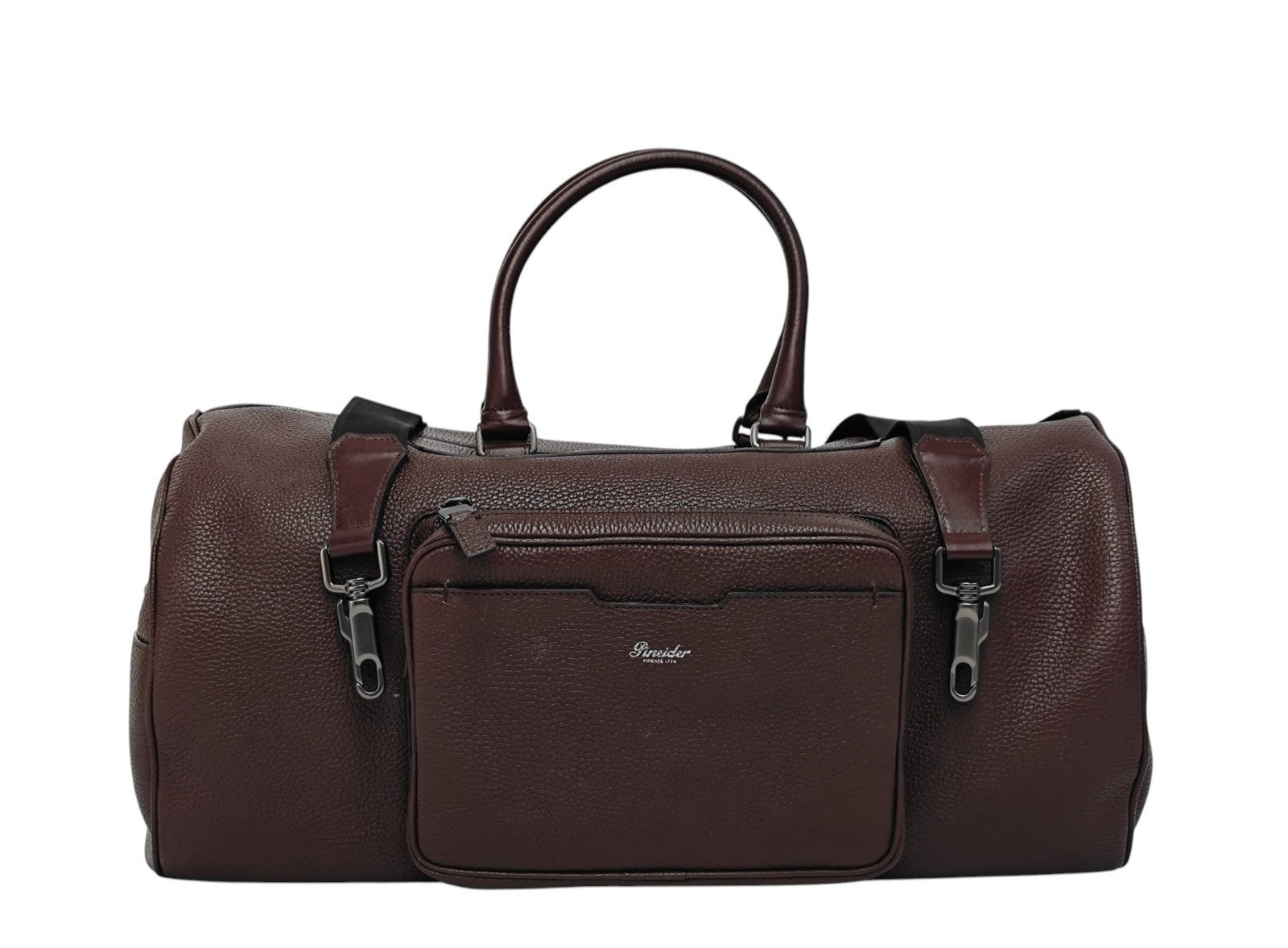 1950$ PINEIDER FIRENZE Burgundy Grain Calf Shoulder Travel Duffle Bag XL