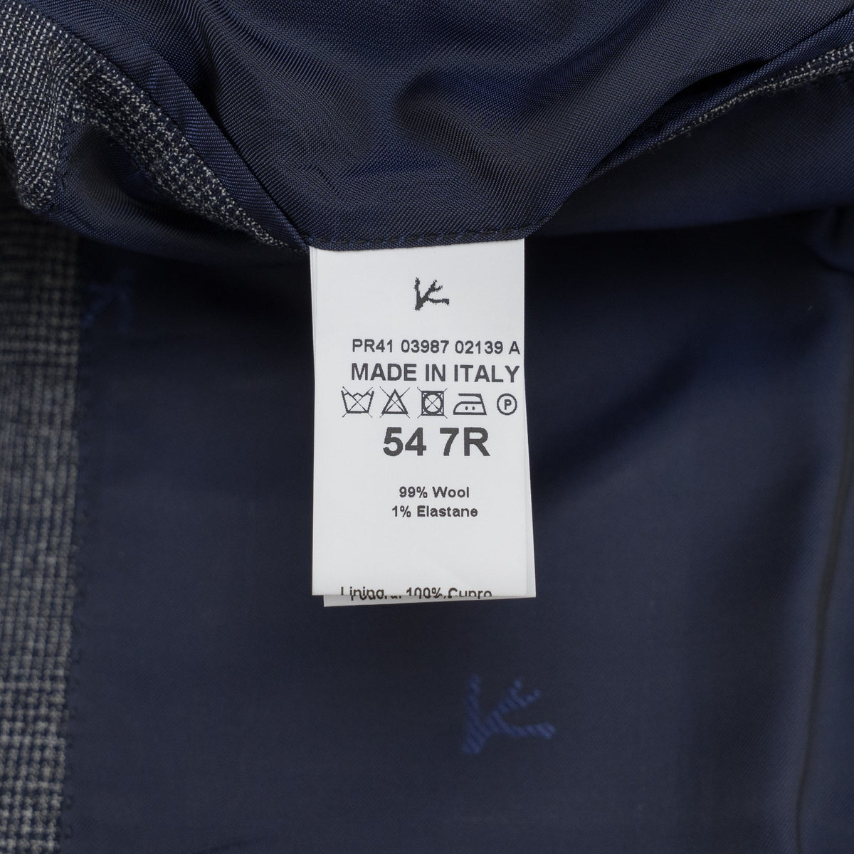 $6600 ISAIA "Sanita" Blue Suit Wool Glen Plaid Comfort Project 44 US / 54 EU 7R