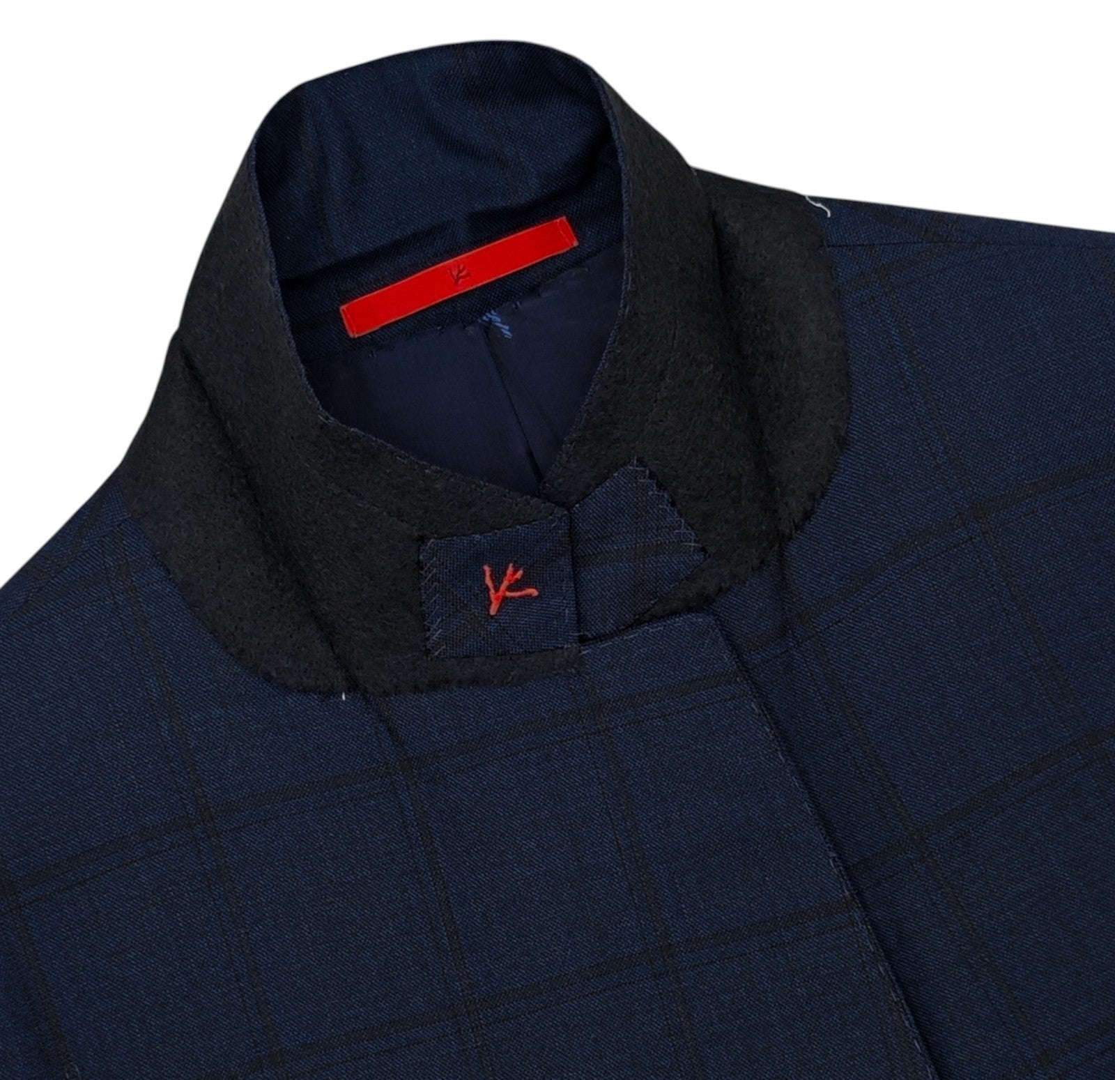 $6400 ISAIA NAPOLI "Sanita" Blue Navy Suit Hand-Sewn Windowpane Fine Wool