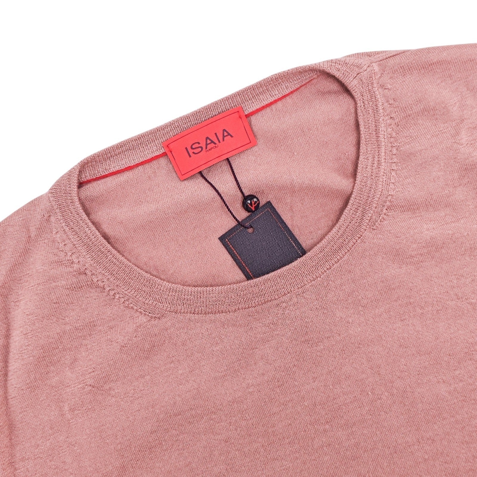 1525$ ISAIA NAPOLI Pink T-Shirt Crewneck Sweater Wool Cashmere - Silk Size M