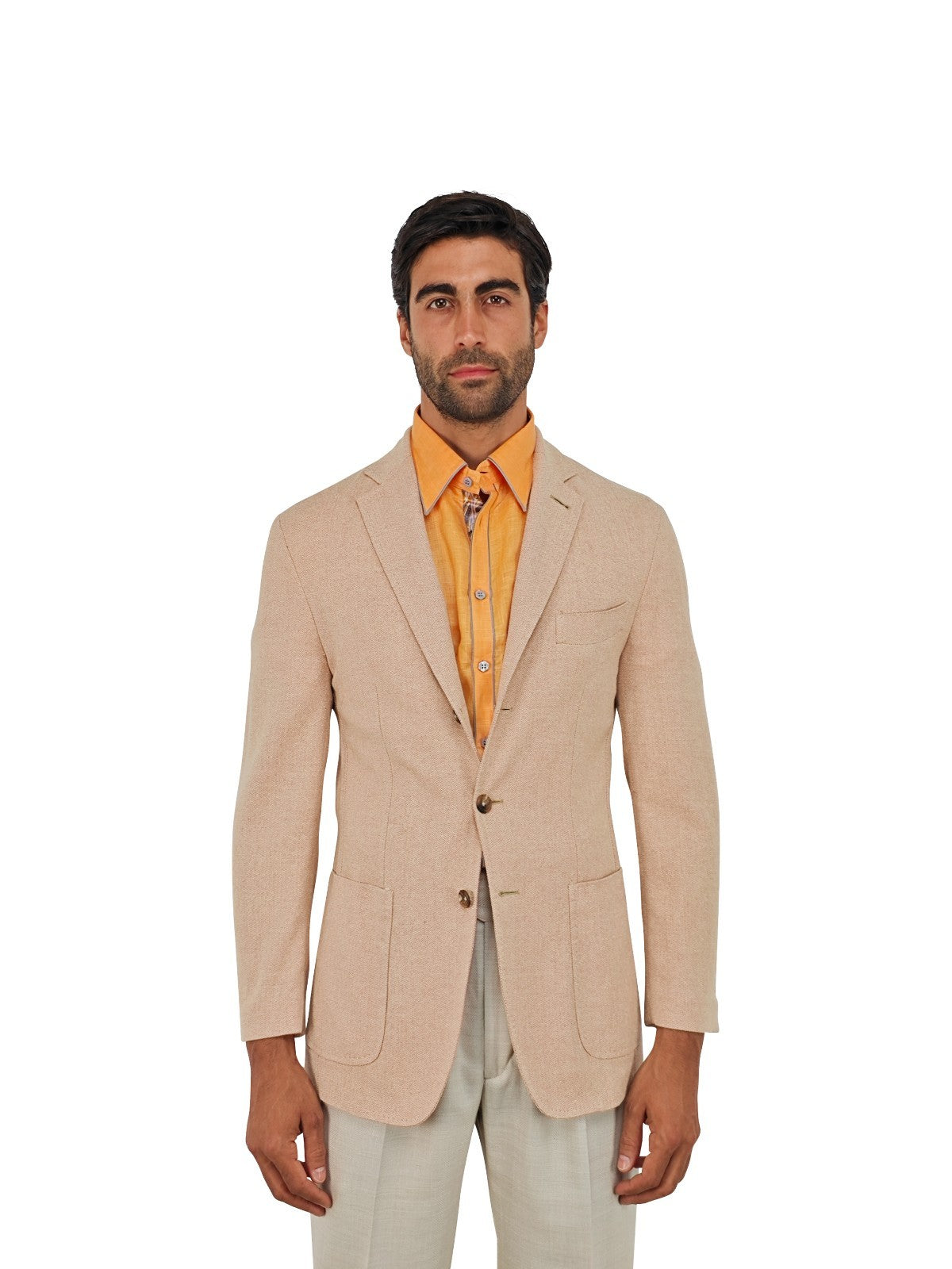 $1490 RUBINACCI NAPOLI Beige Pink Unlined Jacket Sport Coat 100% Raw Silk