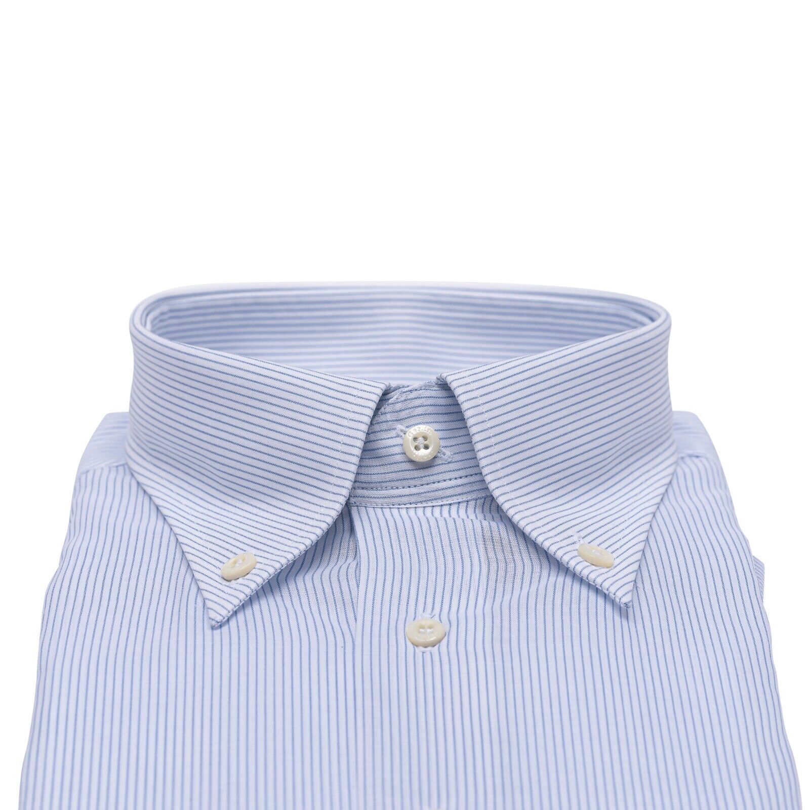 690$ LUXURY GERLIN Shirt POINT Striped White - Blue Cotton 3S ZILLI