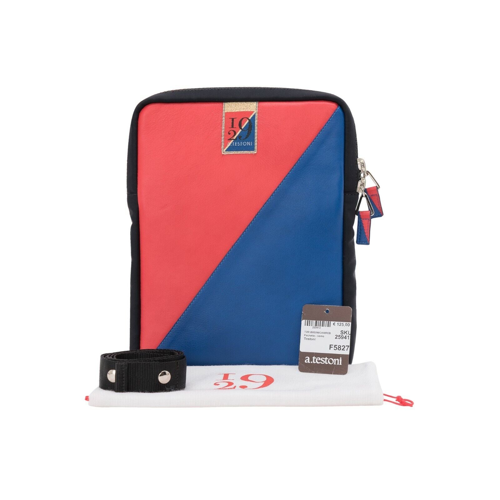 $159 Testoni Bologna Calf + Fabric Pochette + Detachable Shoulder Strap (2)