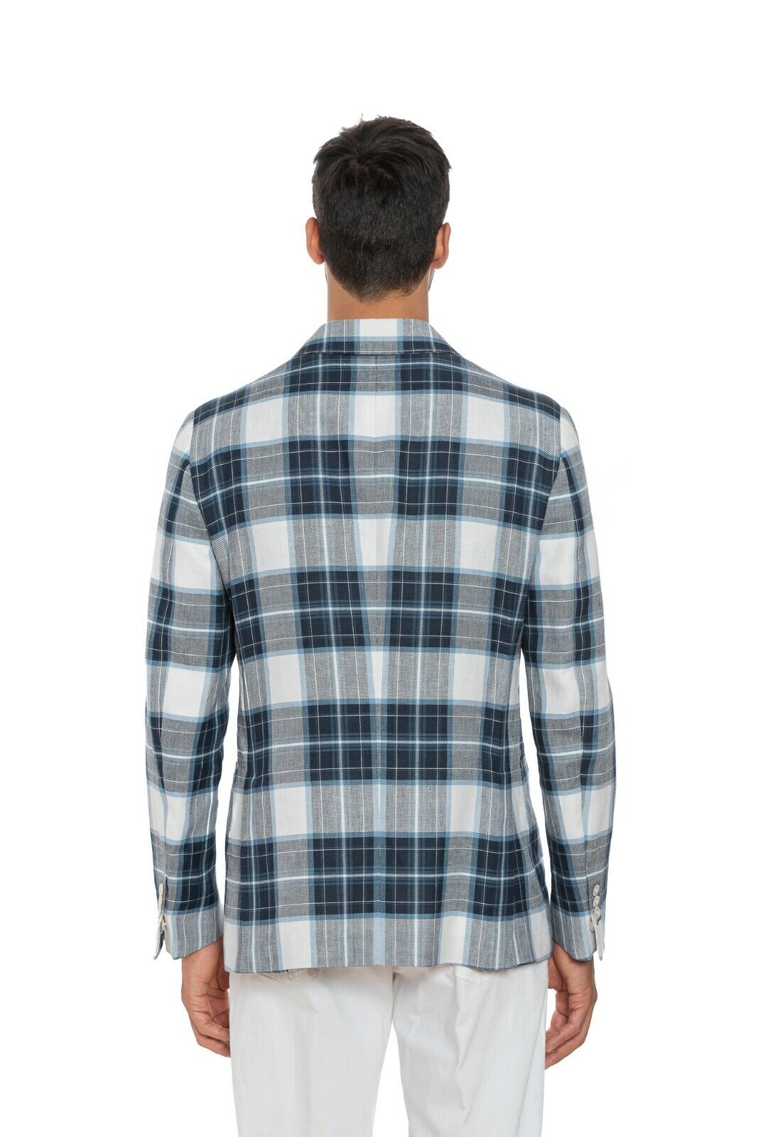 2150$ BELVEST Sartorial Double Breasted Jacket Check Linen Cotton JACKETINTHEBOX