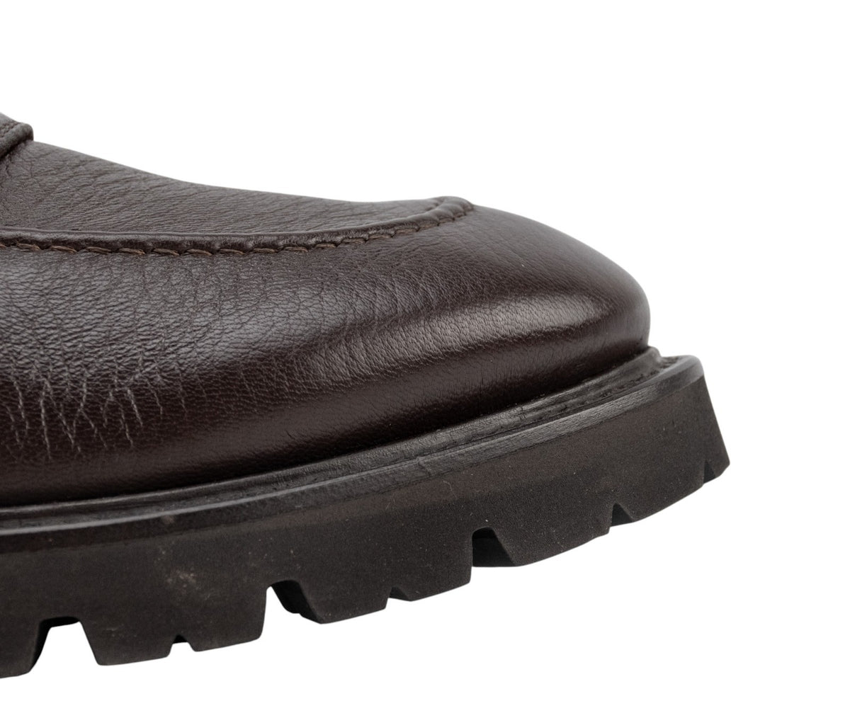 960$ TESTONI "Custoza" Penny Loafer Slip-On Deer Cigar 8 UK / 9 US / 42 IT