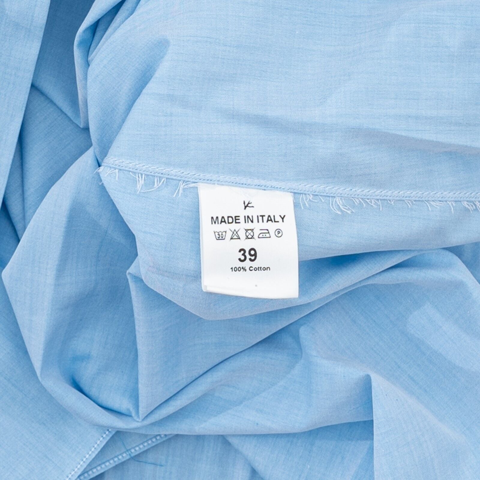 690$ ISAIA NAPOLI Solid Blue Hand-Sewn Sartorial Mix Dress Shirt Fine Cotton