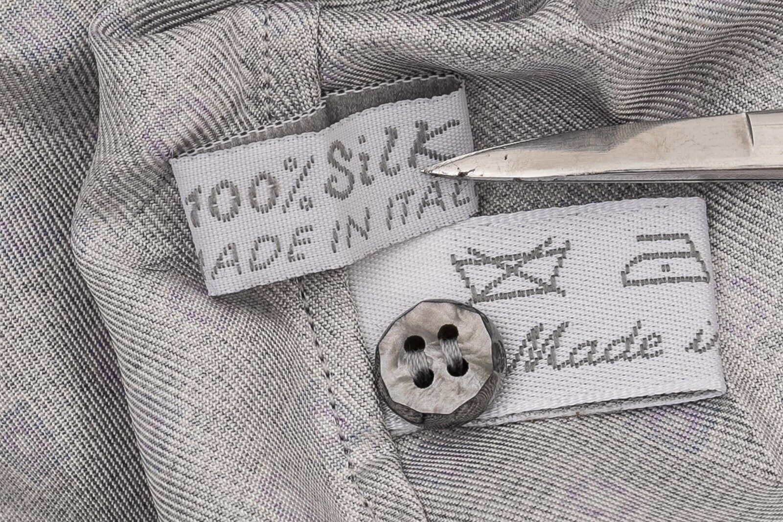 1400$ LUXURY MAROL BOLOGNA Geometric Shirt Gray 100% COMO SILK Satin 15.75 - 40