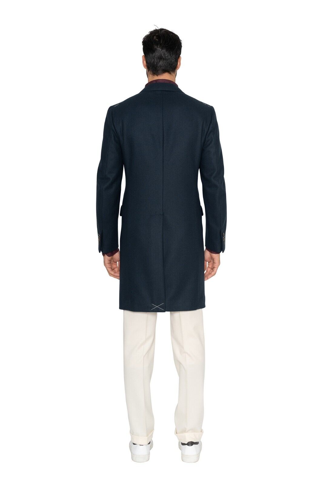 $1400 EIDOS by ISAIA NAPOLI Blue Navy Overcoat Coat Wool / Cashmere 38 US  48 EU