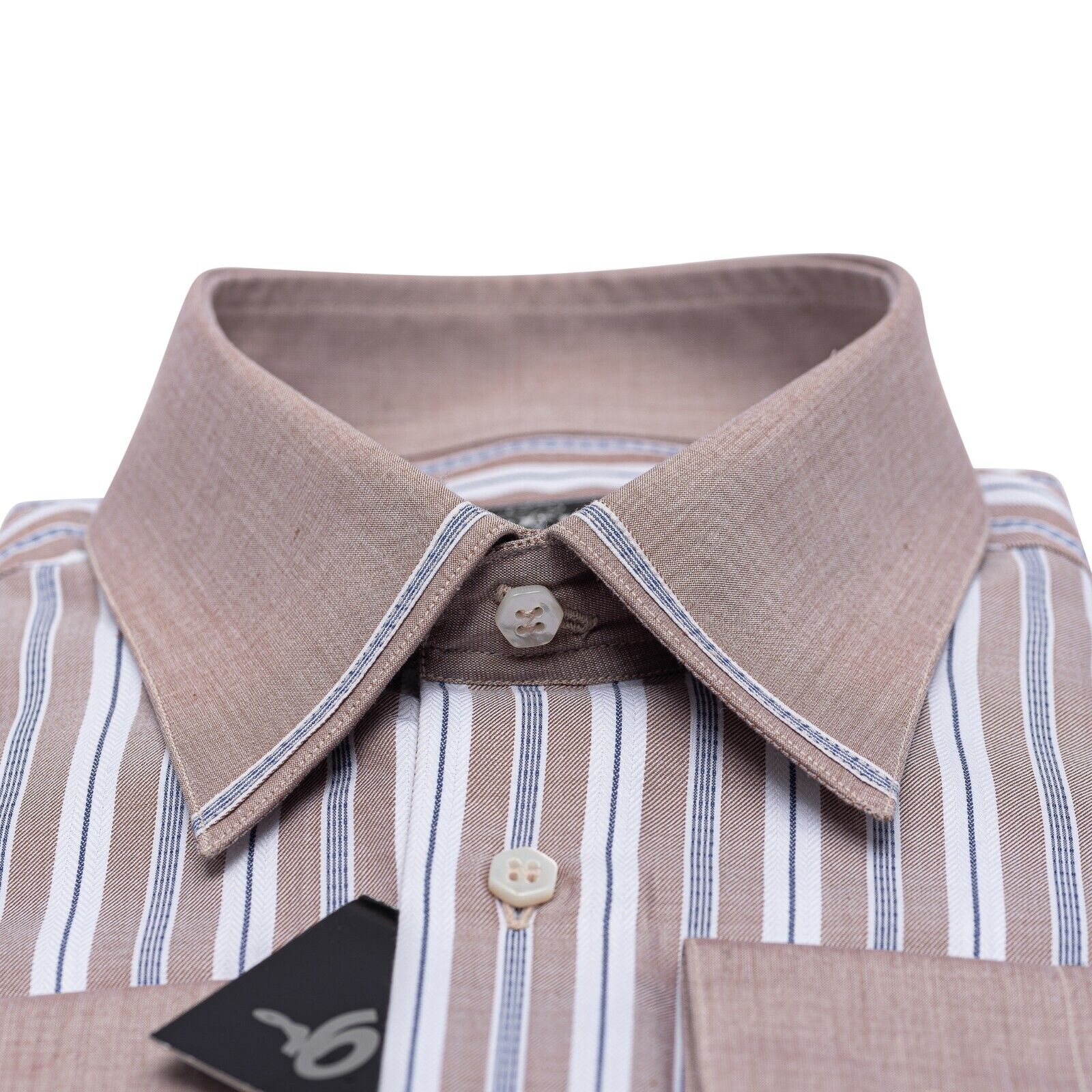 690$ LUXURY GERLIN Shirt Brown TWILL ALUMO Cotton 16 - 41 9N BIJAN