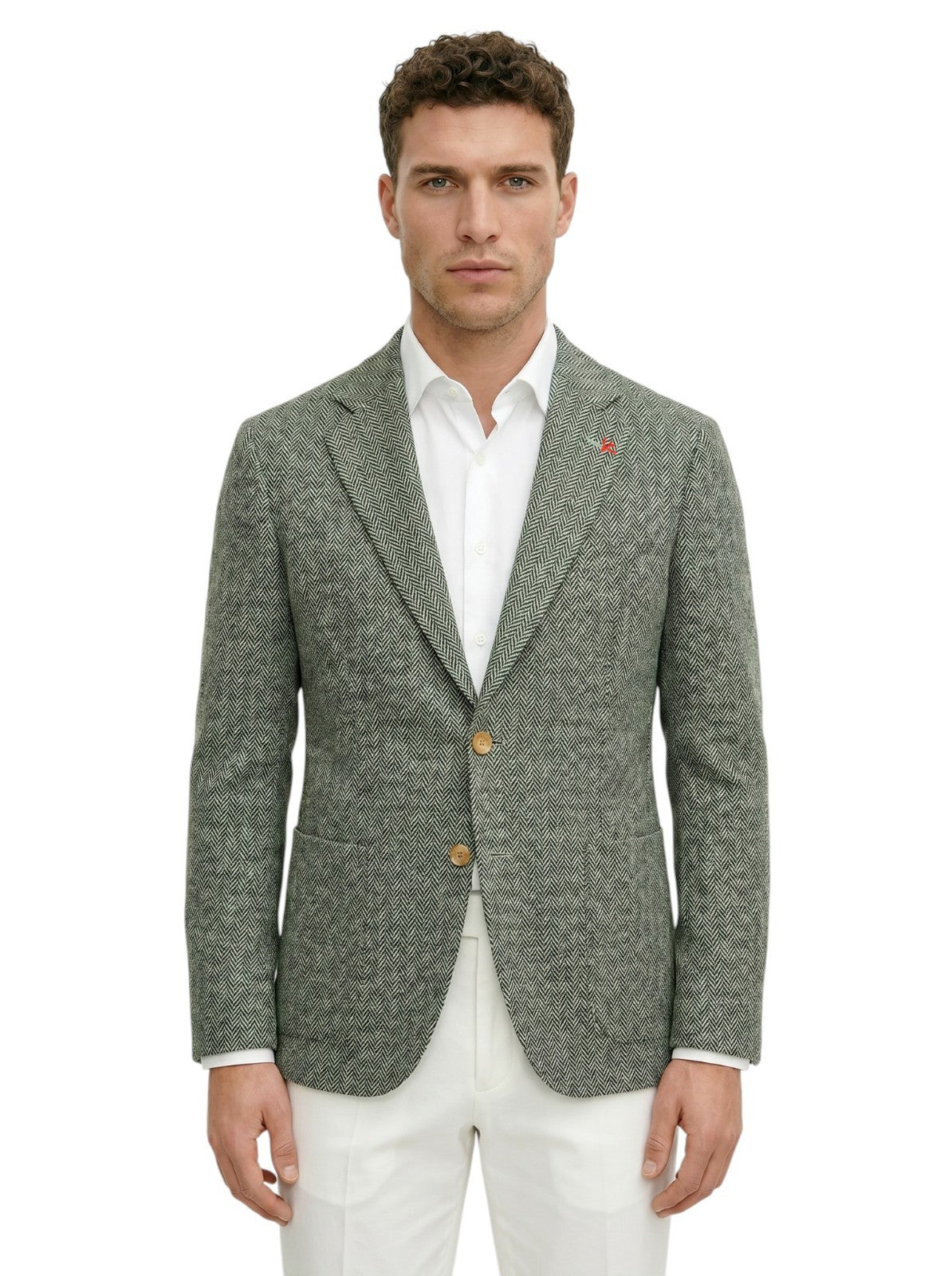 $4650 ISAIA NAPOLI "Capri" Green Herringbone Sport Coat Wool 38 US / 48 EU 8R