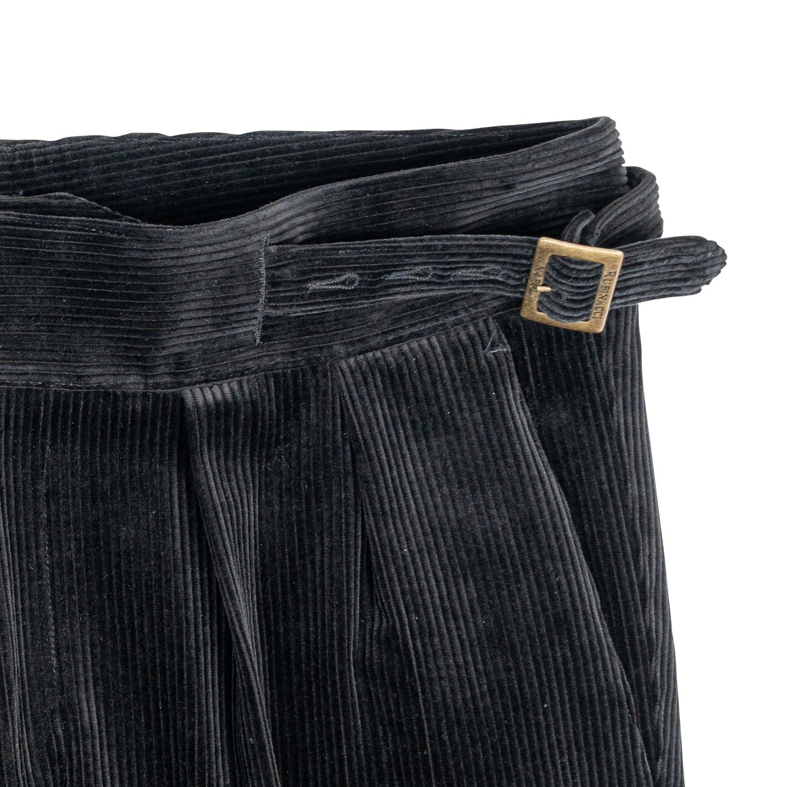 625$ RUBINACCI NAPOLI "Manny" Black Corduroy High Rise Trouser Pant Gurkha