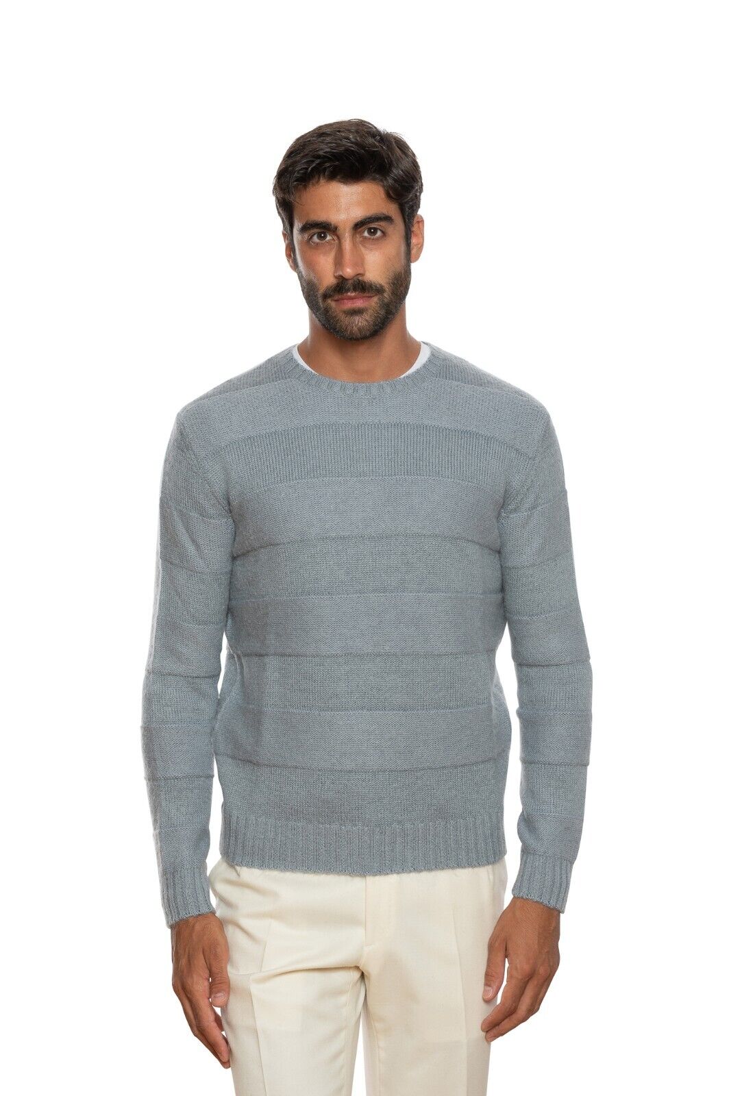 430$ DELLA CIANA CASHMERE Sweater Merinos Wool Extrafine Gray-Blue 40 US / 50 EU