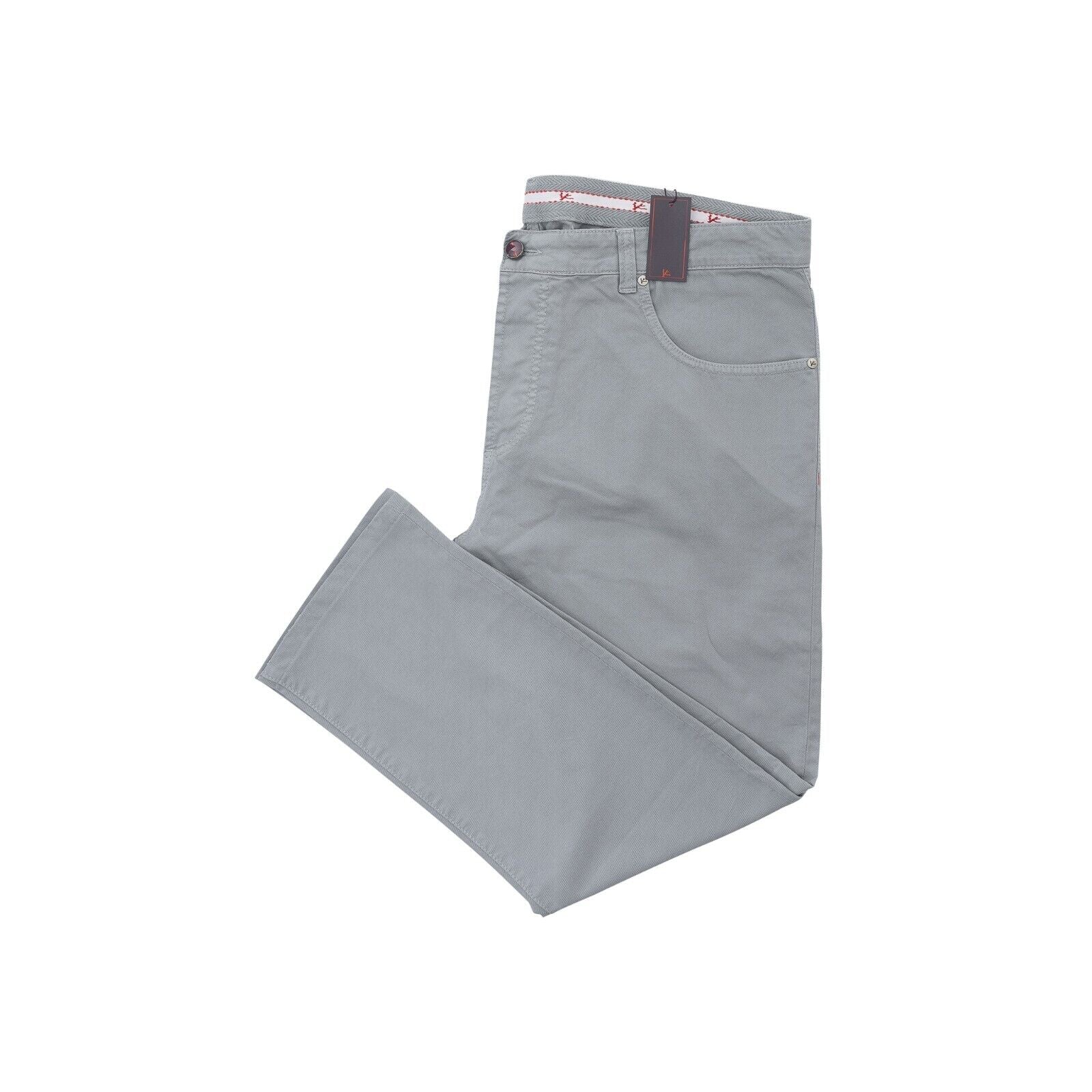 690$ ISAIA NAPOLI Gray Denim Jeans Trousers Pant Gabardine Cotton 42 US / 58 EU