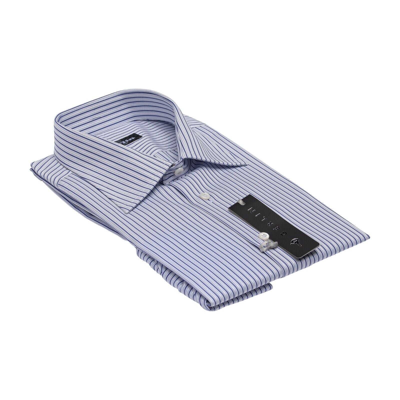 690$ LUXURY GERLIN Shirt Blue SUPRALUX ALUMO Cotton 16 - 41 2AD ZILLI