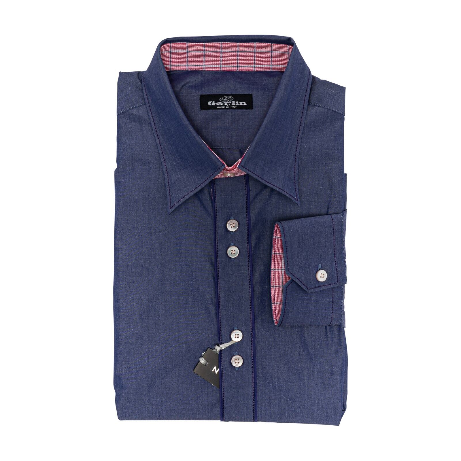 890$ LUXURY GERLIN Shirt Violet ALUMO Cotton 16 - 41 7M BIJAN