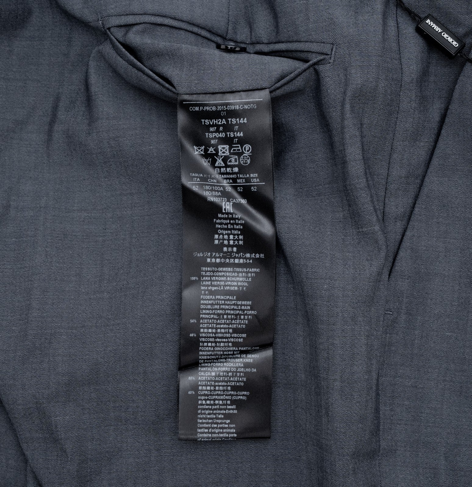 1600$ GIORGIO ARMANI Black Label Dress Pant Fine Wool Bluish Grey 36 US 52 IT