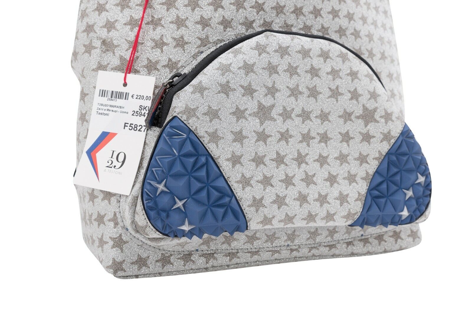 $410 Testoni I29 Bologna Luxury Cristals Backpack Rising Star + Silver Calf