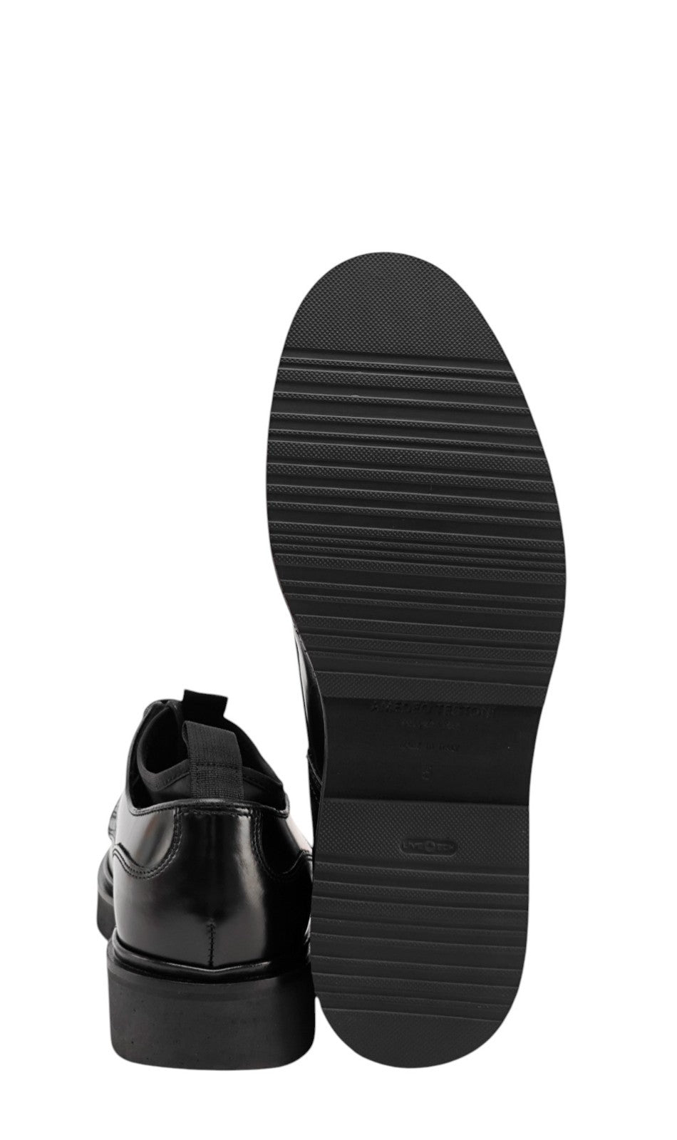 $1150 TESTONI BOLOGNA Derby Shoes Black Brush Off Calf & Neoprene