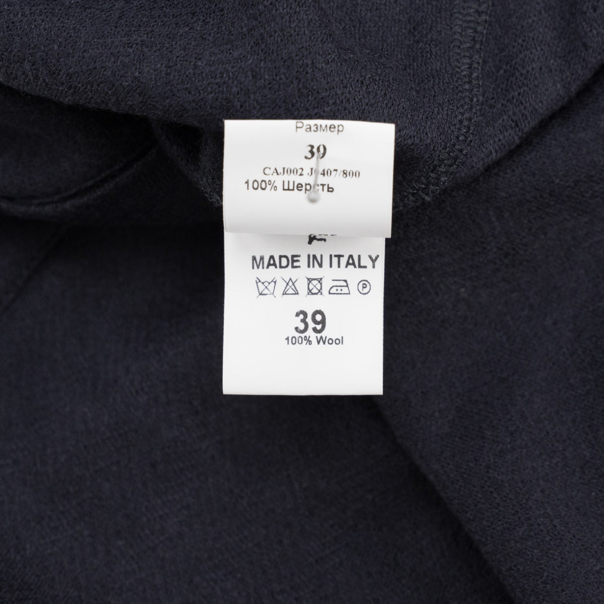 975$ ISAIA NAPOLI "Mix" Hand-Sewn Dress Shirt Dark Blue Wool Jersey 15.5 - 39