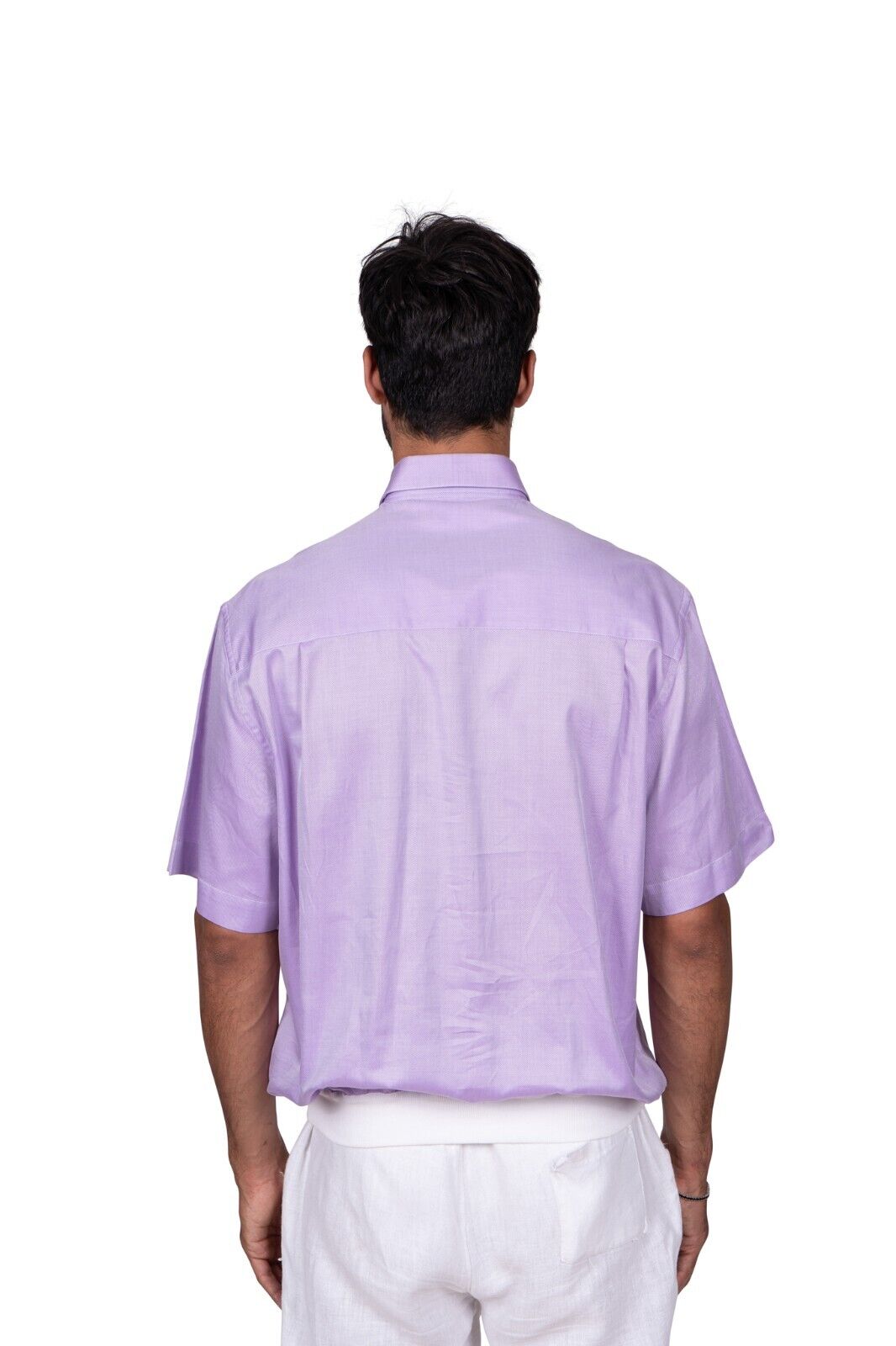 LUXURY 1200$ GERLIN Polo Sweater Lilac Shiny ALUMO Cotton Size L BIJAN