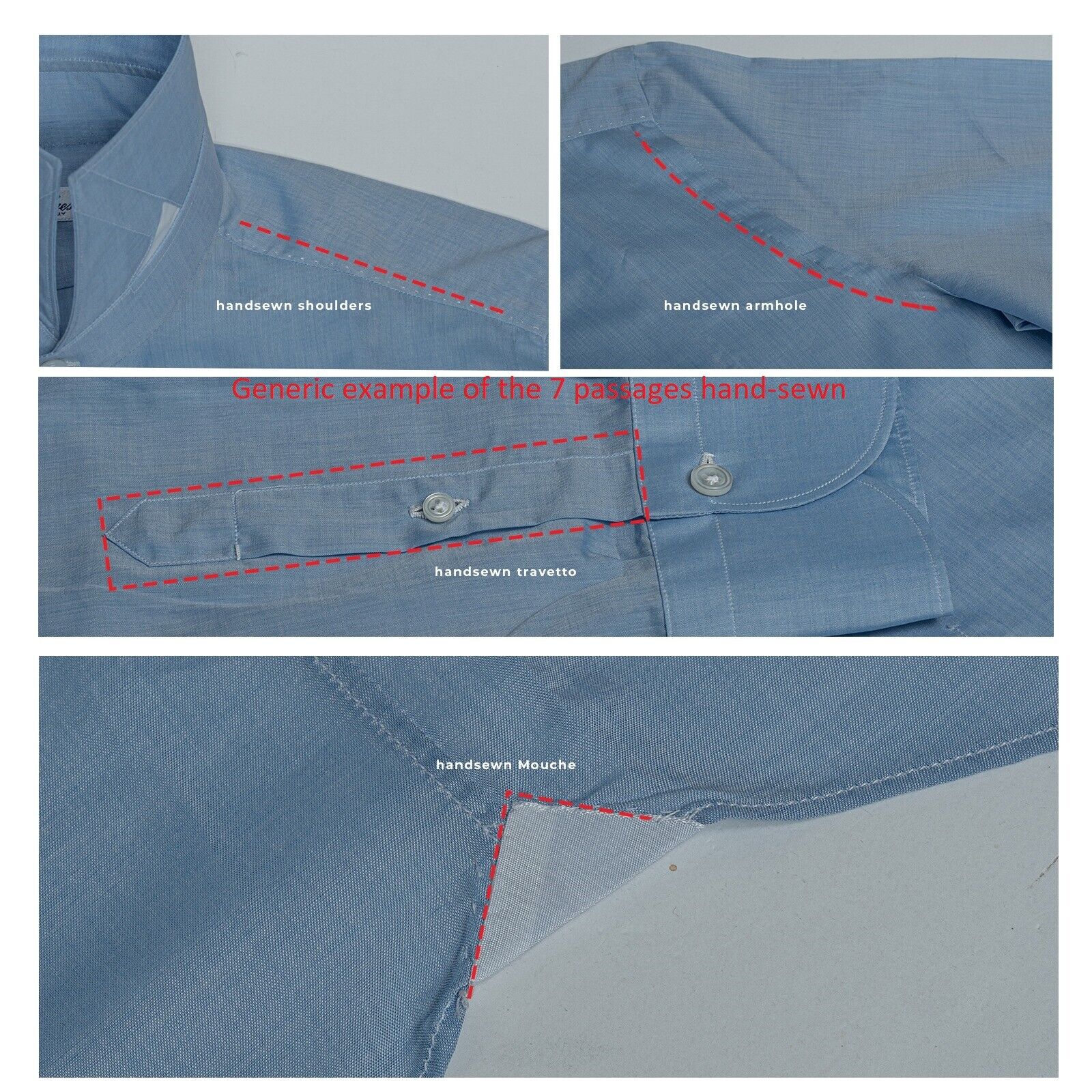 310$ BELVEST by FINAMORE Oxford Collarless Shirt 7 Passages Hand-Sewn 16 - 41