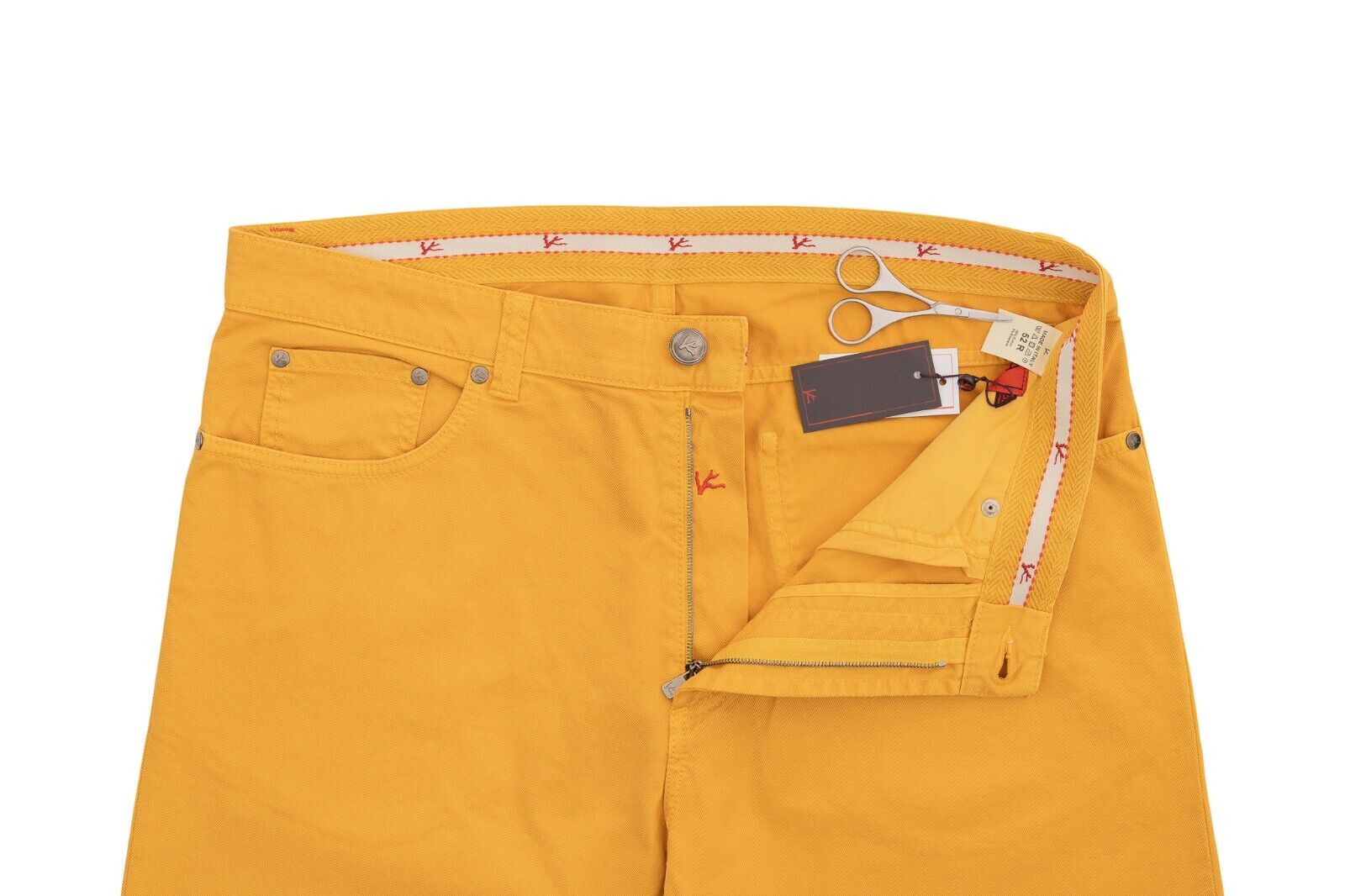 690$ ISAIA NAPOLI Mustard 5 Pockets Slim Straight Jeans Pant Cotton 36 US 52 EU