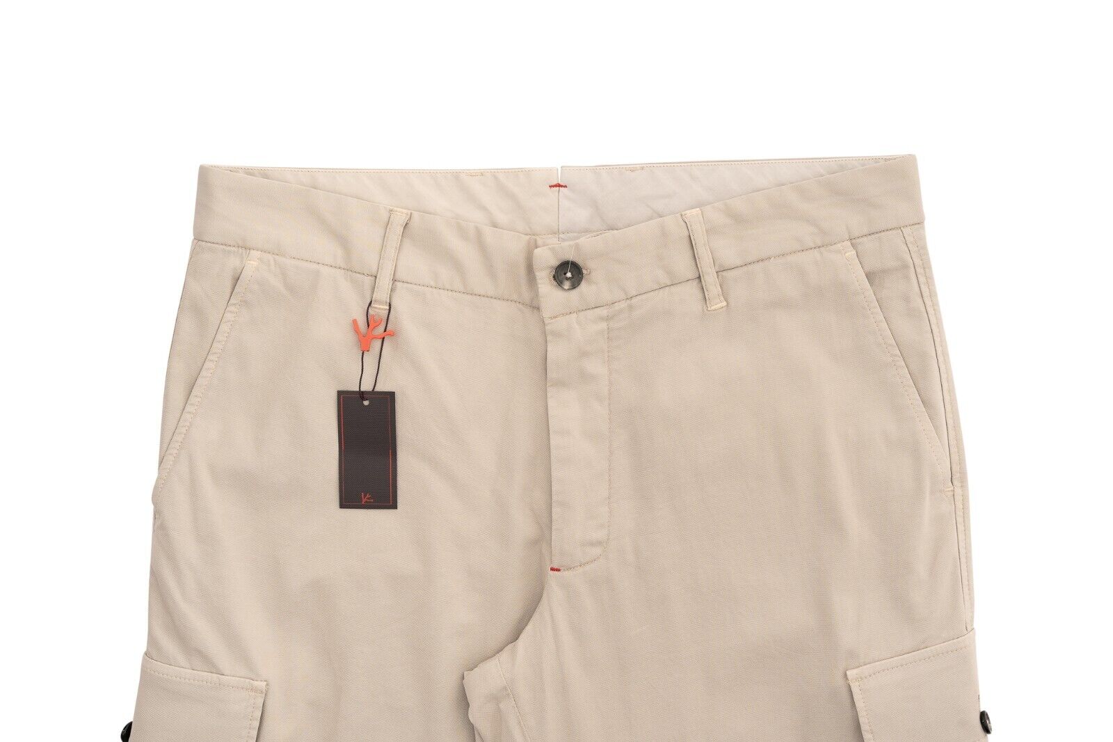 850$ ISAIA NAPOLI Beige Sartorial Cargo Pant Trouser Tapered Cotton