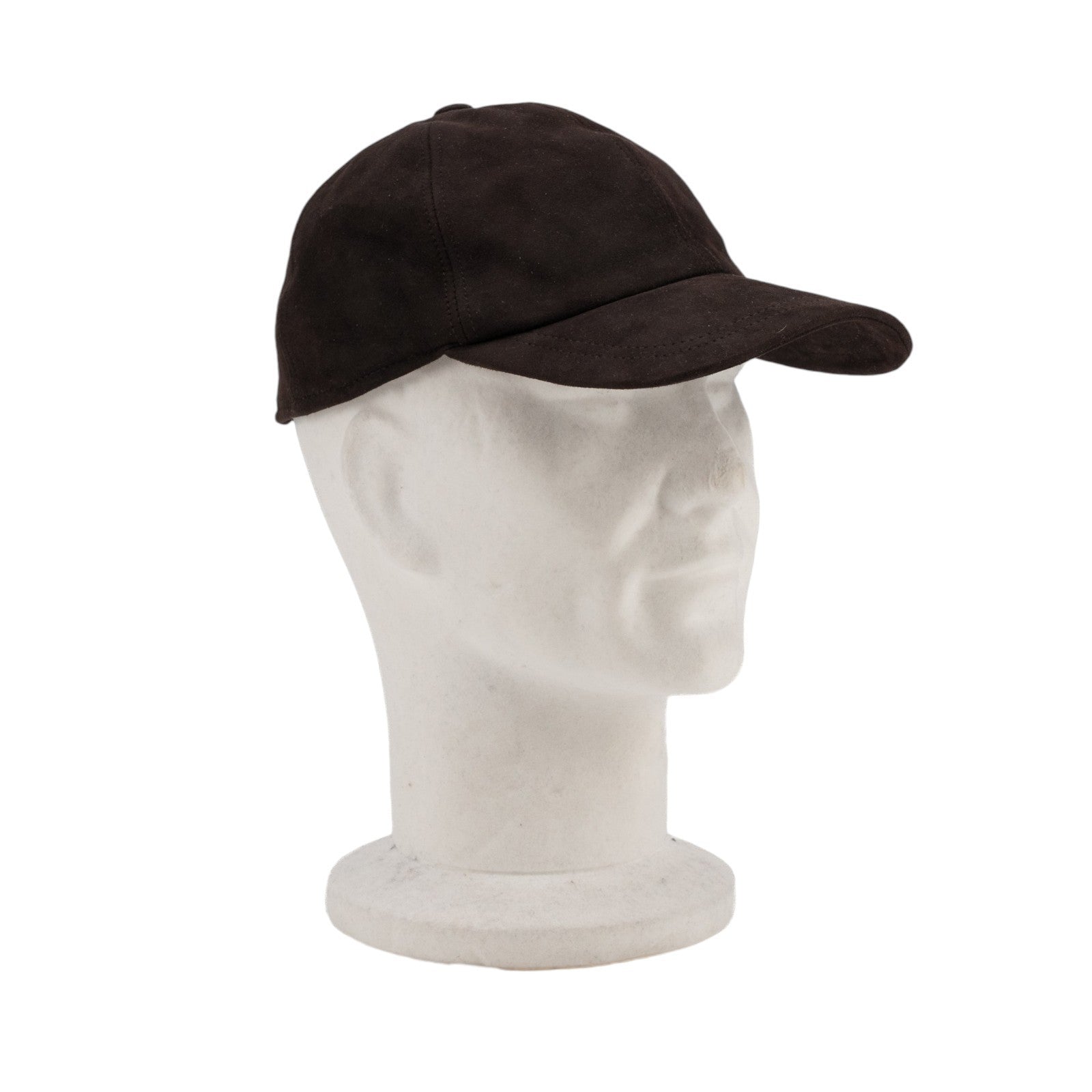 650$ ISAIA NAPOLI Dark Brown 100% Suede Leather 6-Panel Baseball Cap - Size 58