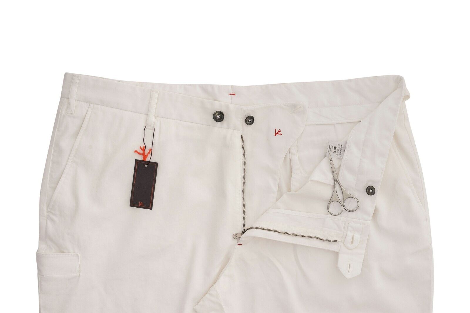 750$ ISAIA NAPOLI White Chino Short Pant Cotton / Cashmere 42 US / 58 EU