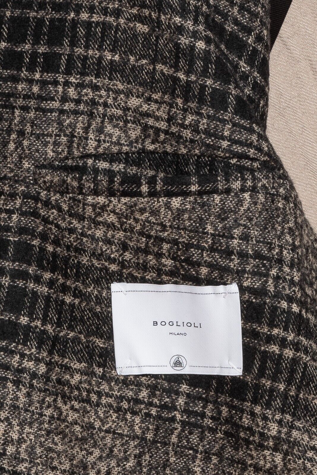 $1800 BOGLIOLI MILANO Single Braested Blue / Gray Coat K.Jacket Wool Blend Check