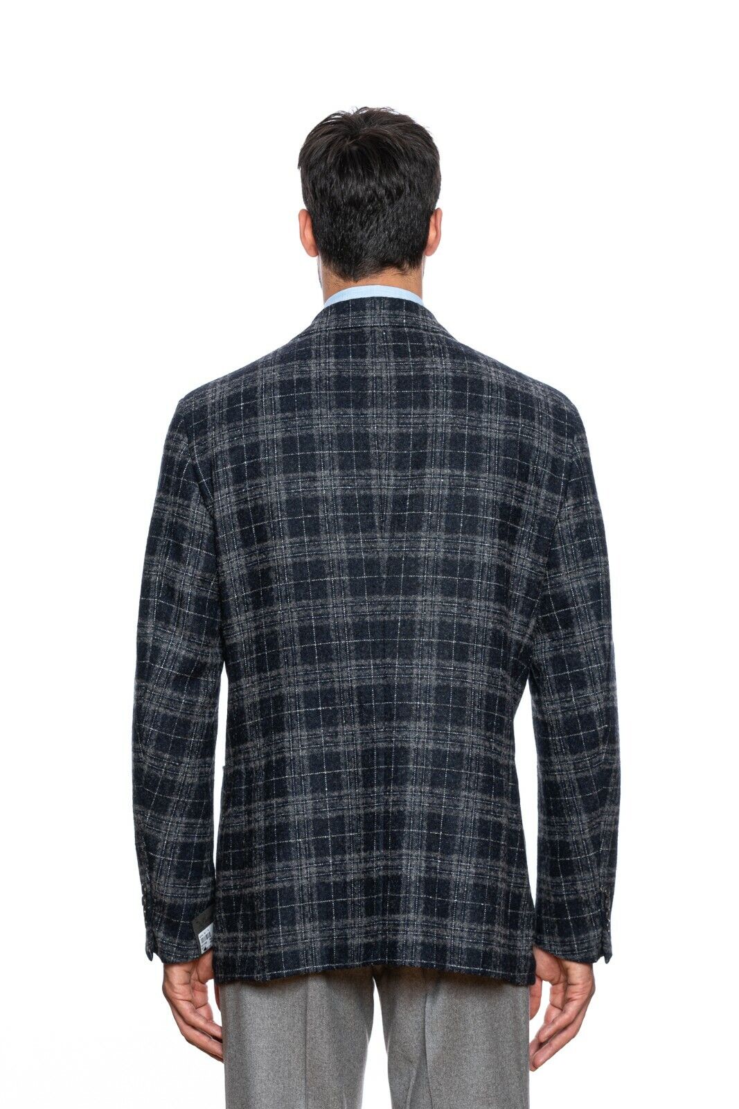 $2190 BELVEST Gray Blue Check Baby Alpaca Wool Jacket 44 US / 54 EU Drop 7R