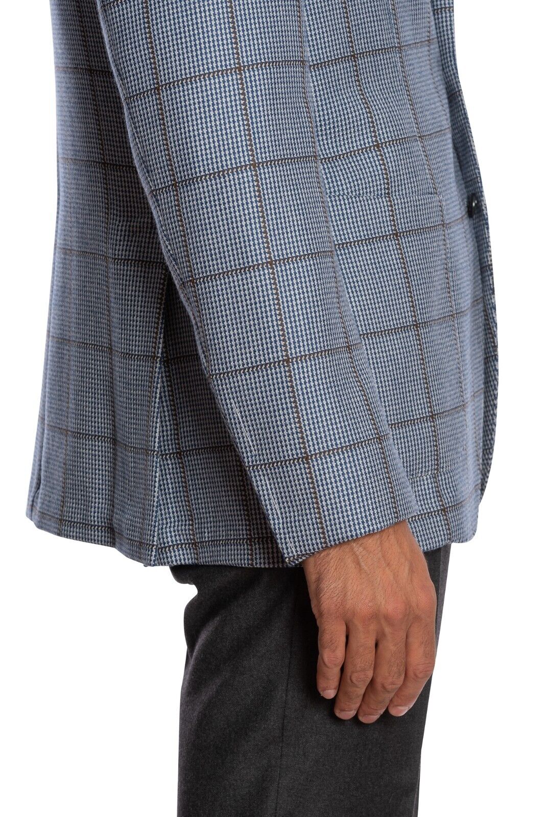 $1980 LUIGI BORRELLI "PROCIDA" Hand-Sewn Blue Gray Plaid Jacket Sport Coat Wool