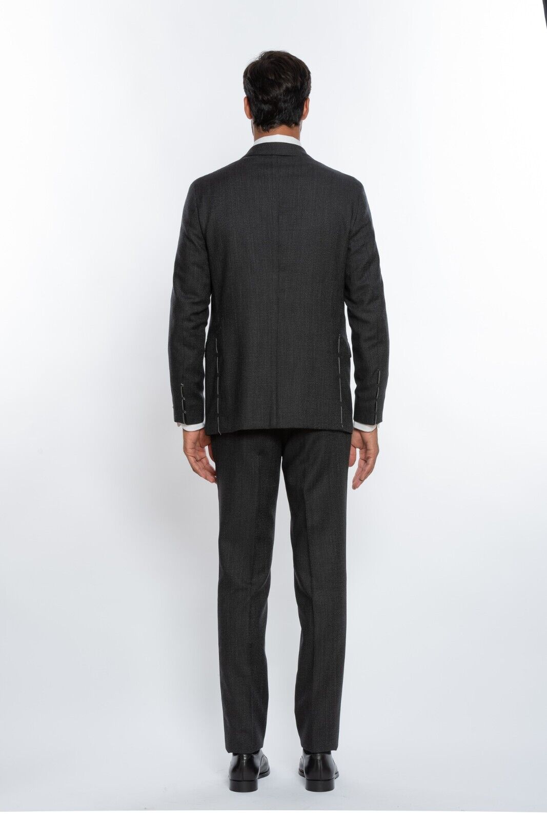 $2950 LUIGI BORRELLI NAPOLI Hand-Sewn Dark Gray Suit Virgin Wool Slim Fit (2)