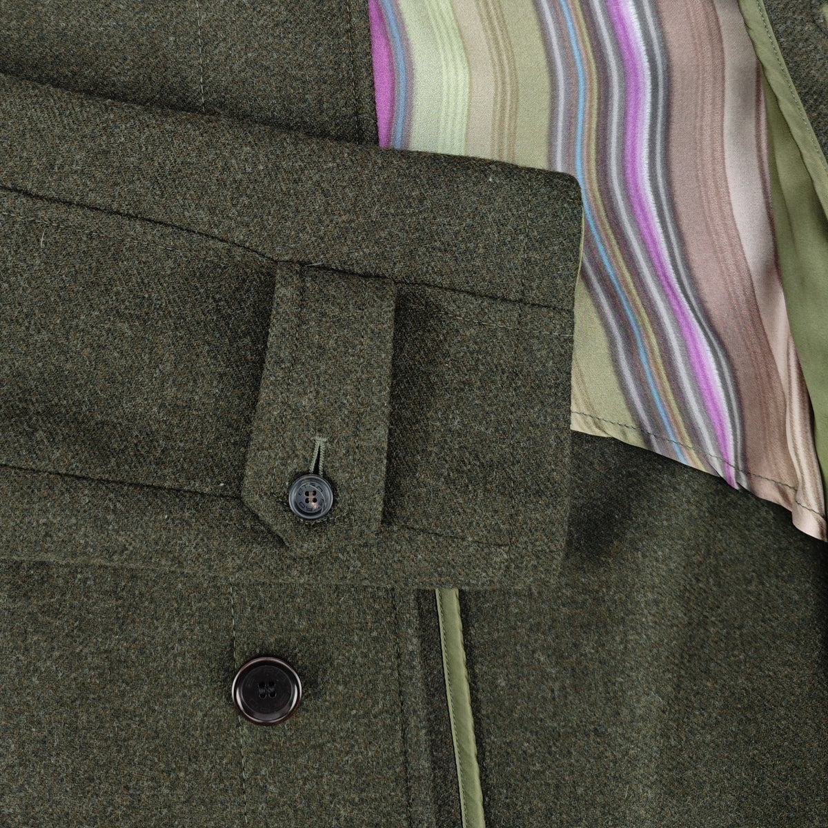ETRO MILANO Green Wool Overcoat Long Single Breasted Made Italy 42 US / 52 IT