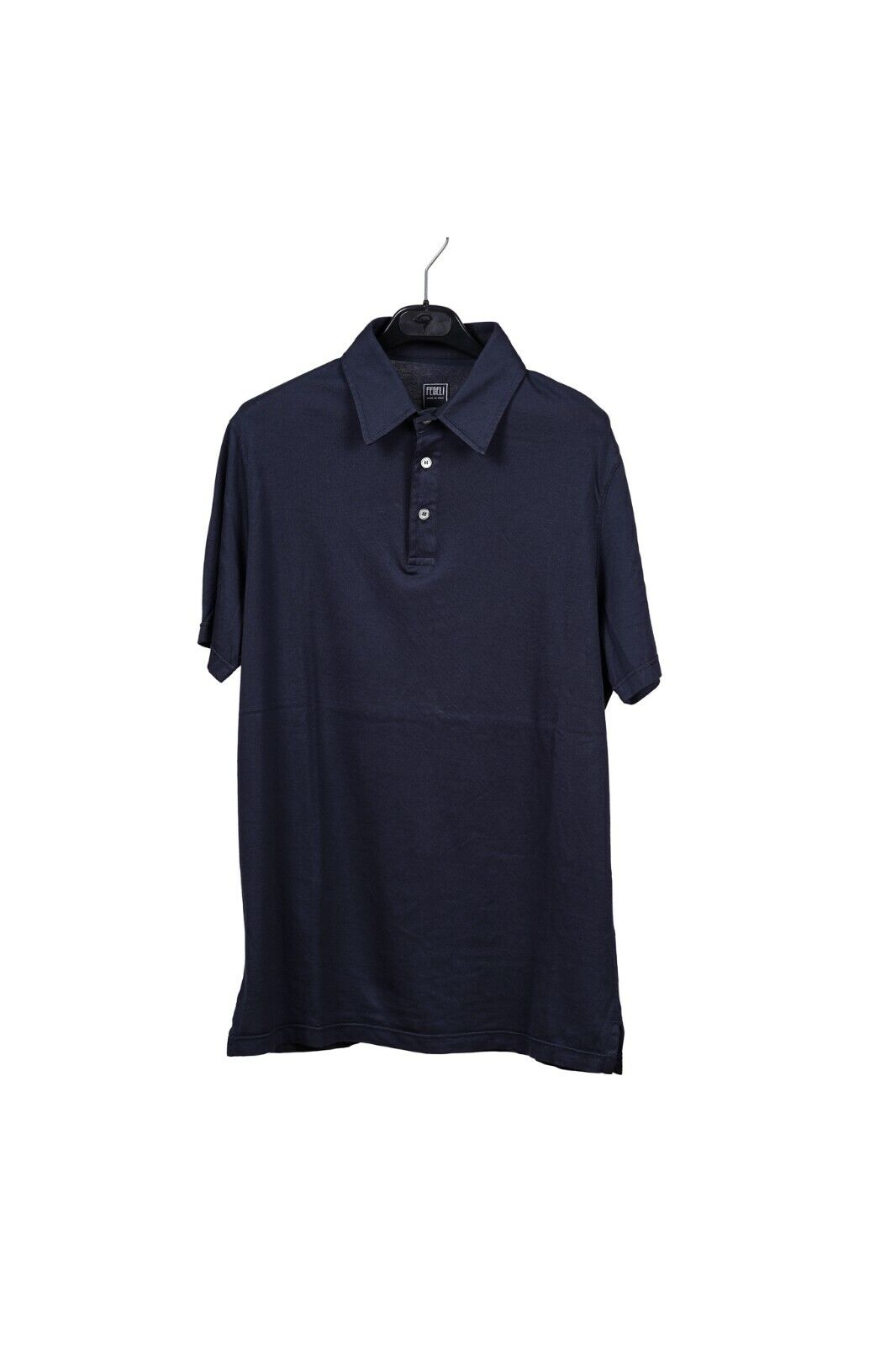 240$ FEDELI CASHMERE Knit Polo Extrafine Washed Cotton Blue Navy 40 US / 50 EU