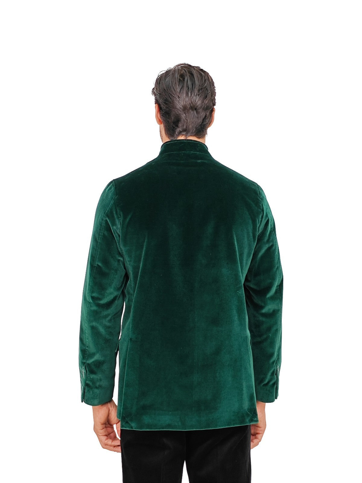 $1960 RUBINACCI NAPOLI "Vienna" Bottle Green 5 Buttons Guru Jacket Velvet Cotton