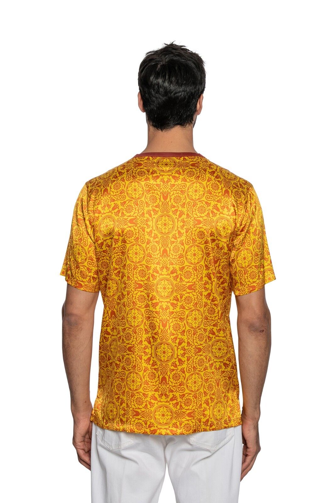 750$ ITALO FERRETTI T-Shirt "ACE OF COINS" 100% Silk COMO Size L ZILLI