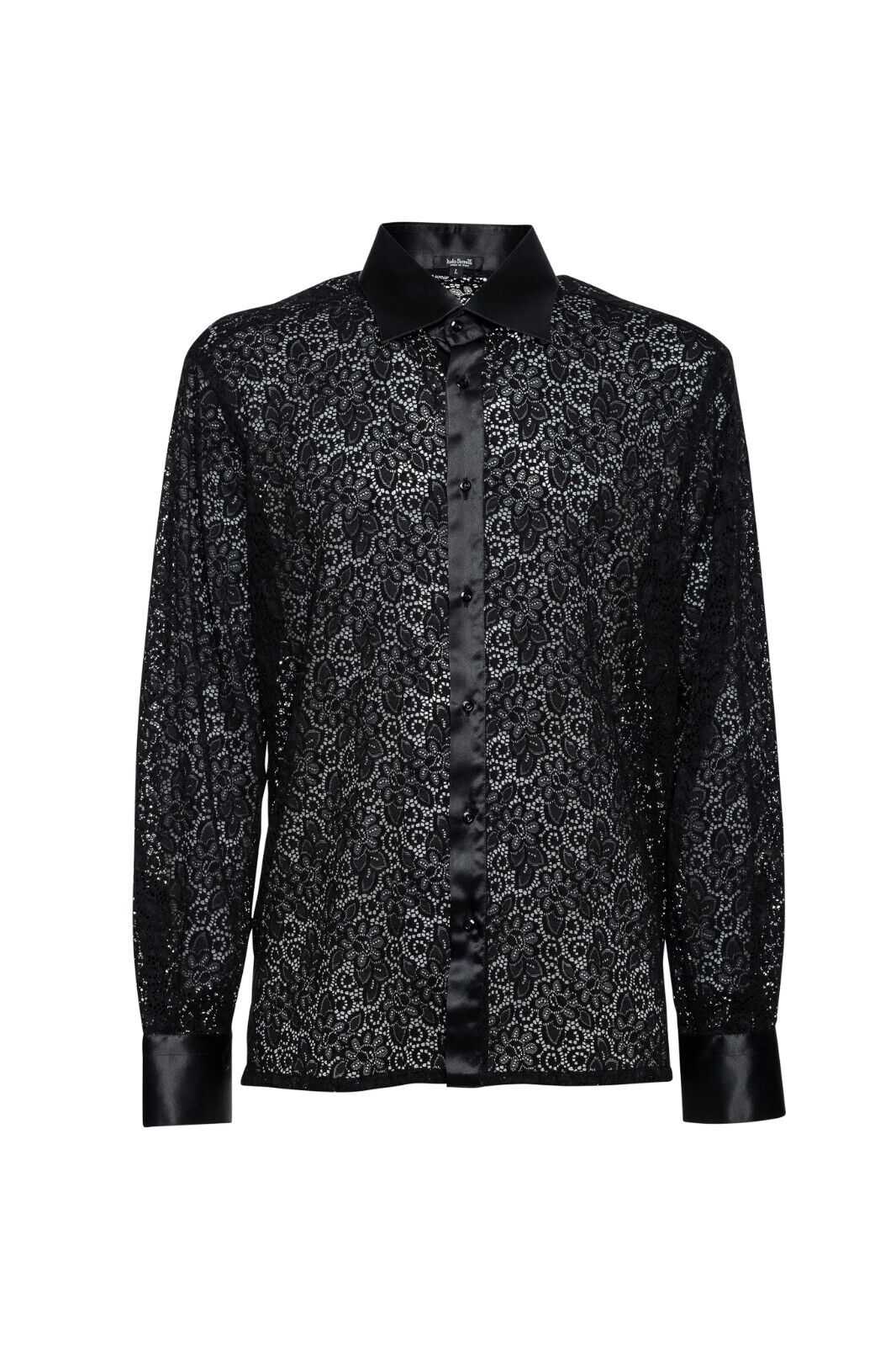 2200$ LUXURY ITALO FERRETTI Perforated Embroidered Shirt Silk Black L BIJAN