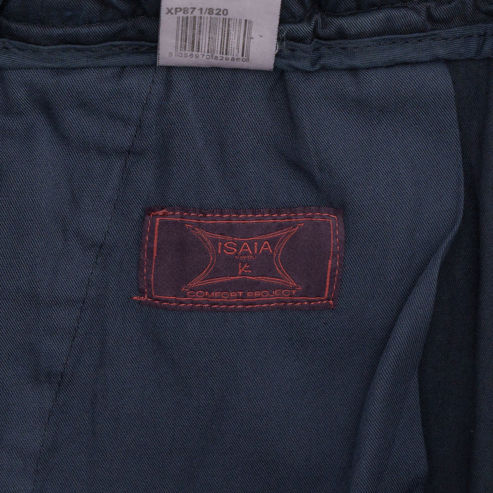 1050$ ISAIA NAPOLI Dark Blue Drawstring Pant Cotton Tapered Fit 34 US / 50 IT