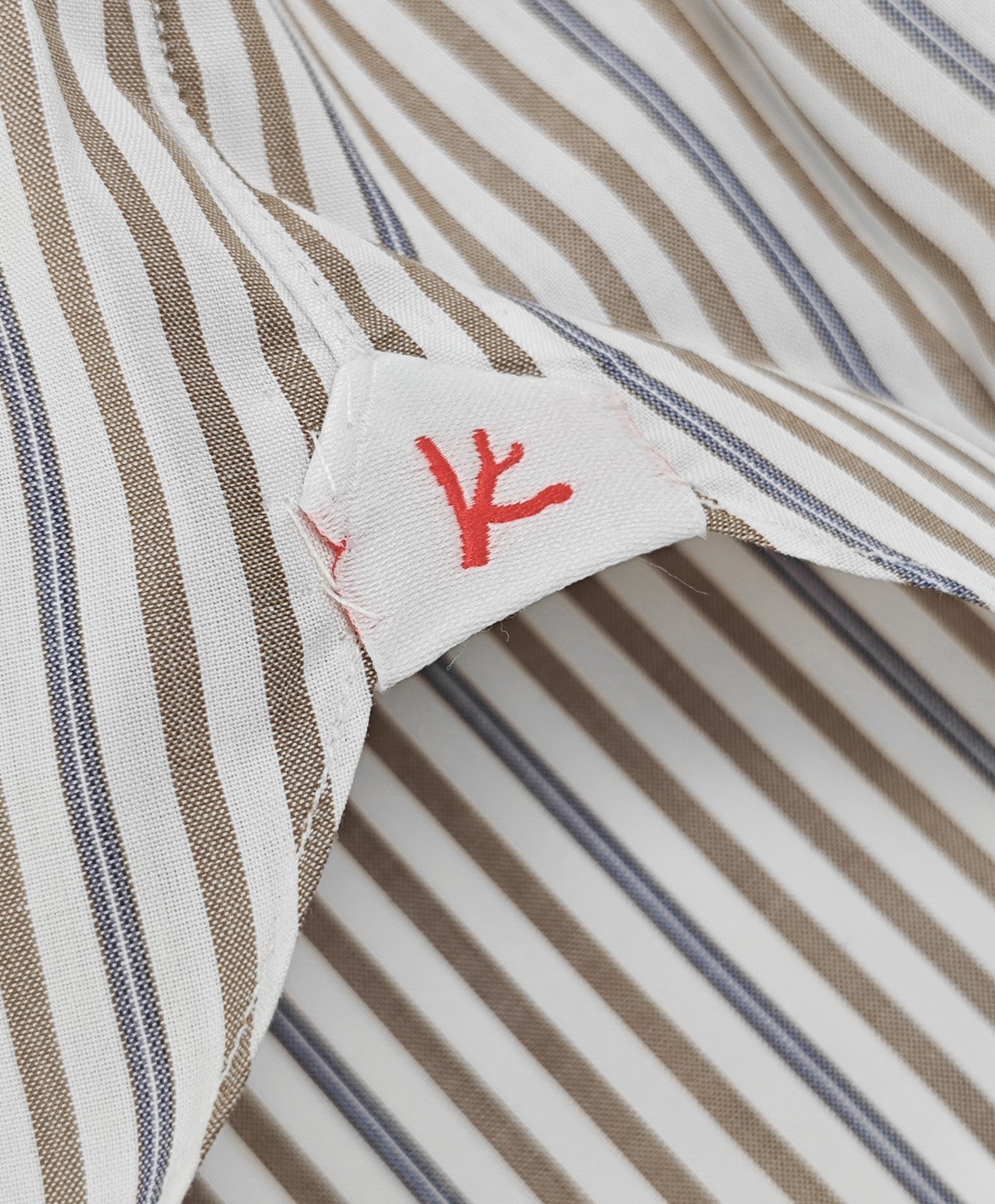 730$ ISAIA NAPOLI "Mix" Dress Shirt White - Beige Striped Fine Cotton 16.5 - 42
