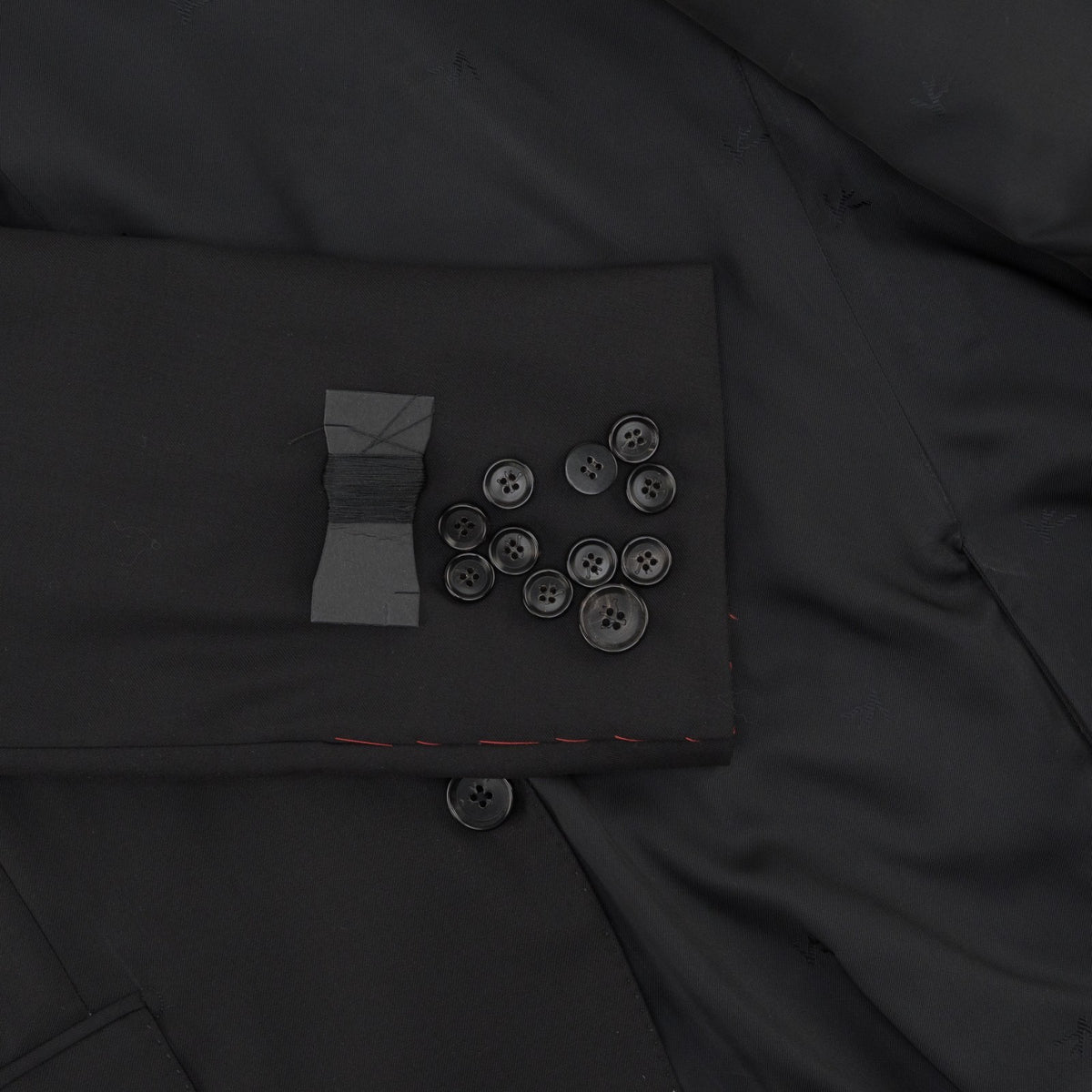 $7150 ISAIA "Sanita" Black Suit Hand-Sewn Fine Wool Aquaspider Water Repellent