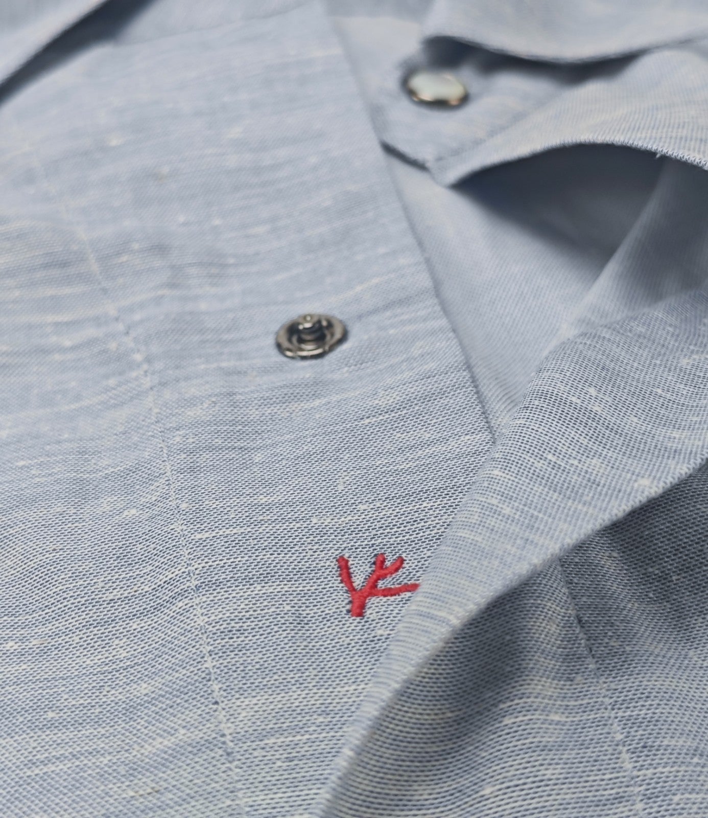875$ ISAIA NAPOLI Blue Casual Western Shirt Pockets Hand-Sewn Cotton - Silk