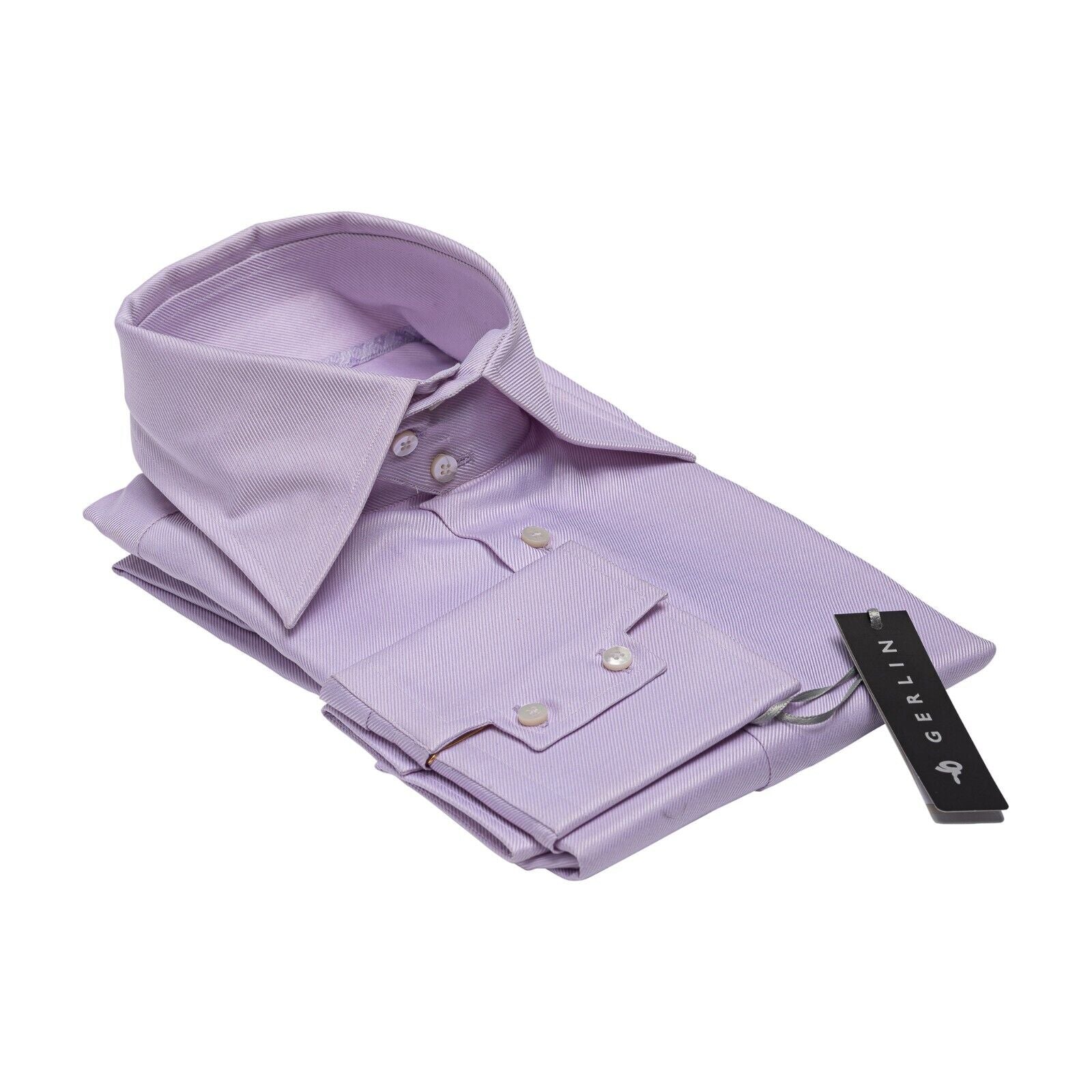 690$ LUXURY GERLIN Shirt Lavender ALUMO Cotton Twill 16 - 41  7B BIJAN