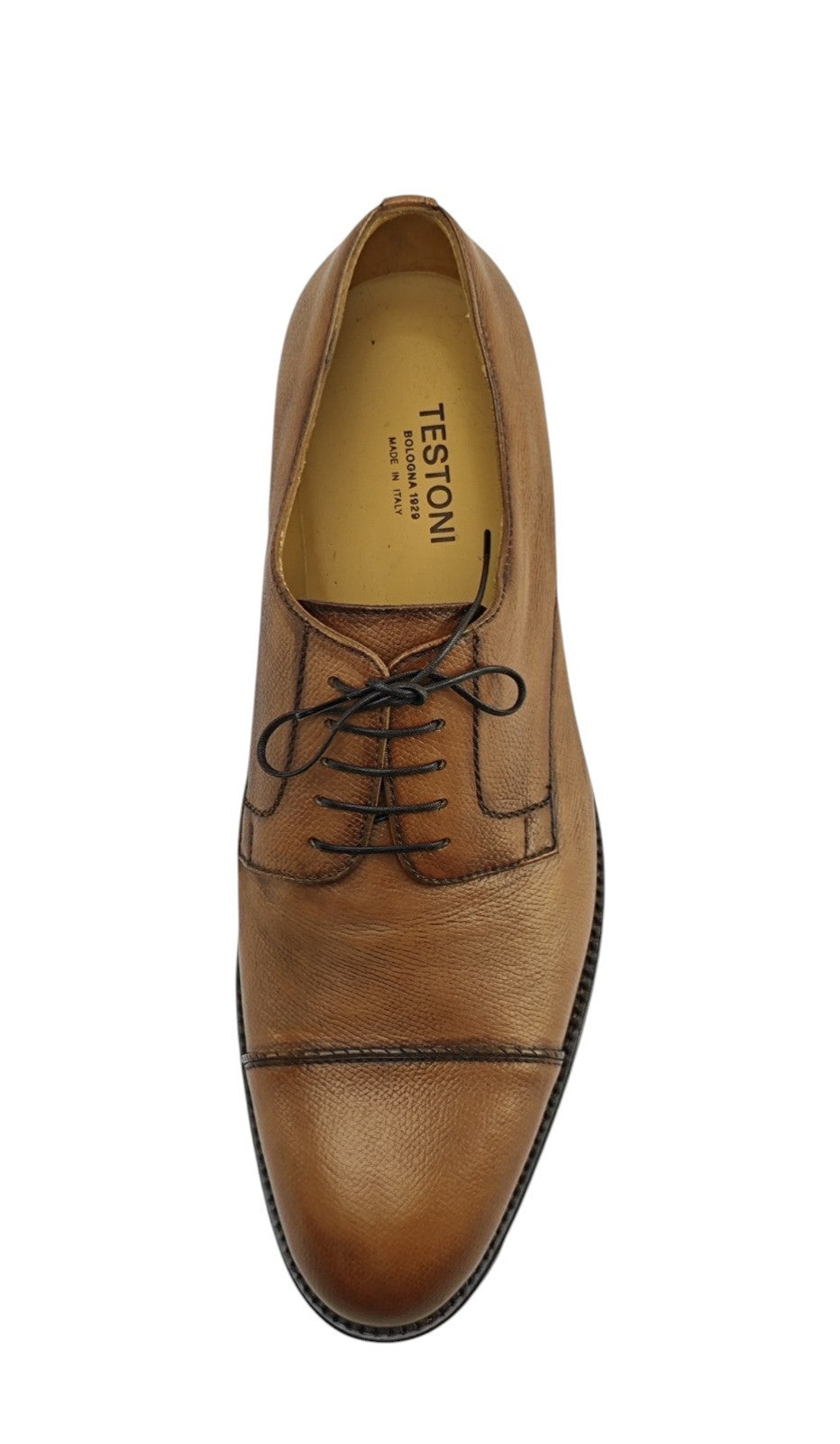 1200$ TESTONI "Iseo" Derby Shoes Antique Caviar Calf Cinnamon 8 UK 9 US 42 IT