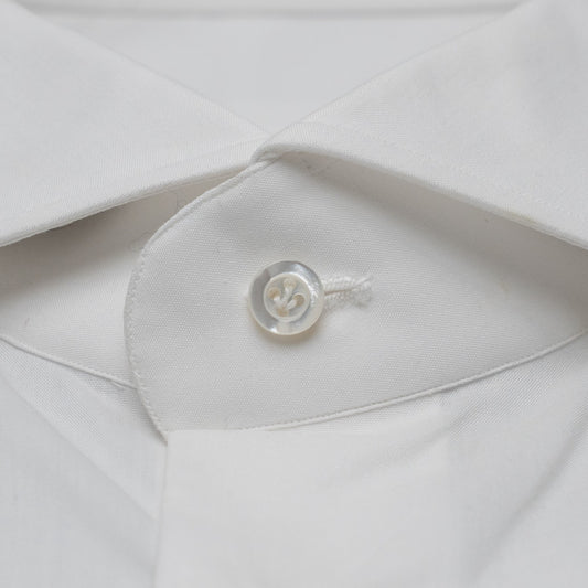 750$ ISAIA NAPOLI "Mix" Dress Shirt French Cuffs White Fine Cotton 17.5 - 44