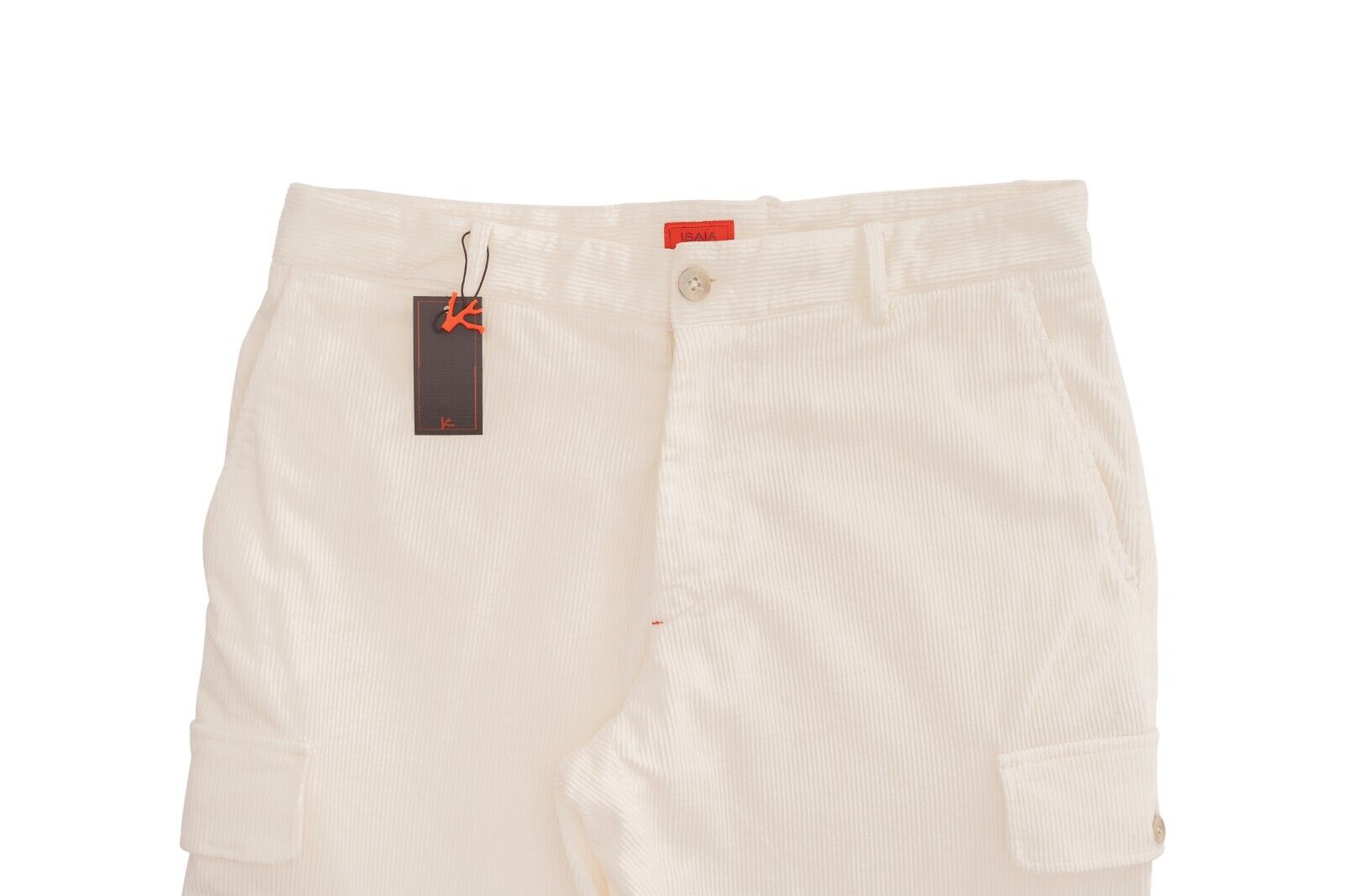 690$ ISAIA NAPOLI White Cargo Trousers Pant Corduroy Soft Cotton 32 US / 48 EU