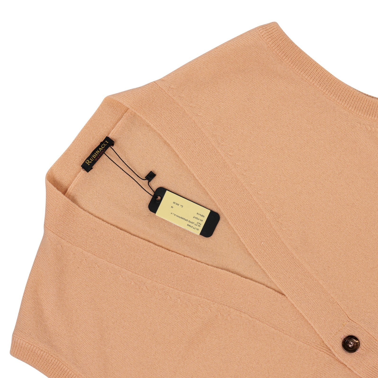 690$ RUBINACCI NAPOLI Salmon Cardigan Vest Gilet 100% Cashmere 36 US / 46 EU S